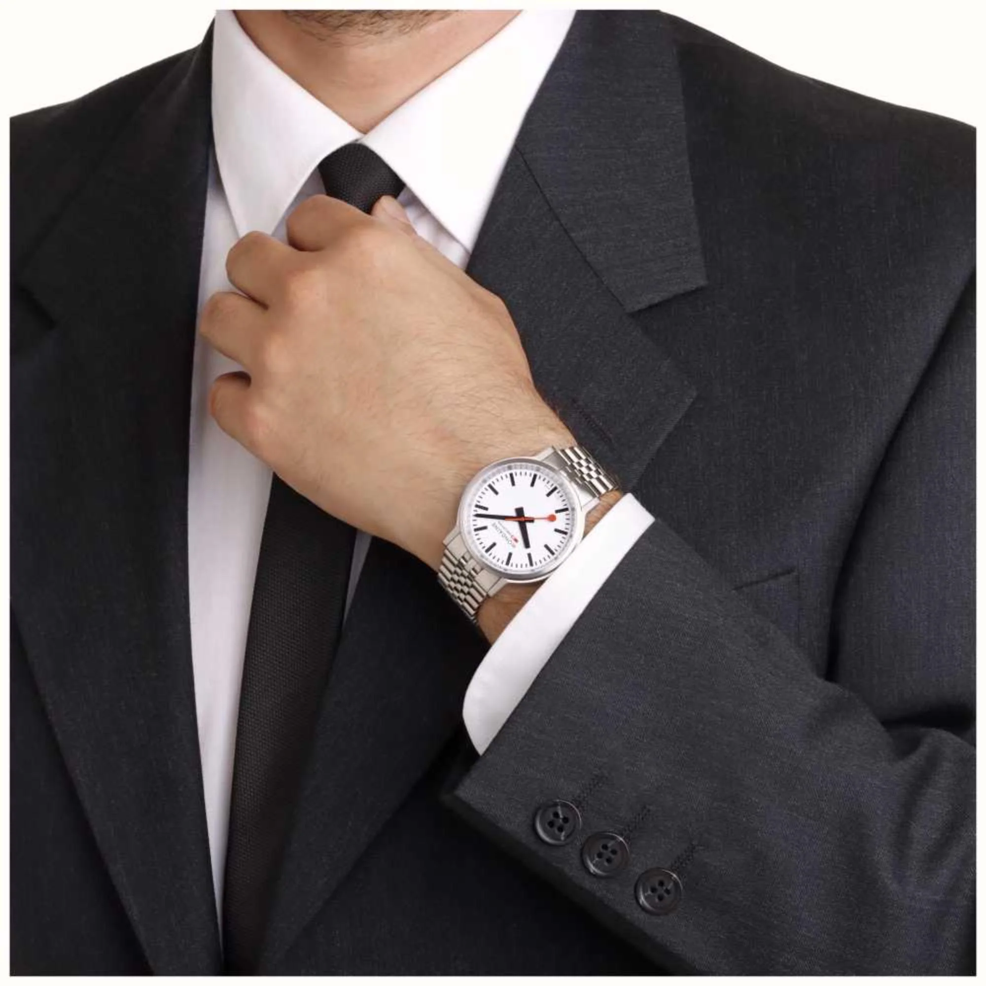 Mondaine stop2go Quartz White Dial Stainless Steel Bracelet Men's Watch MST.4101B.SJ.2SE - Image 3