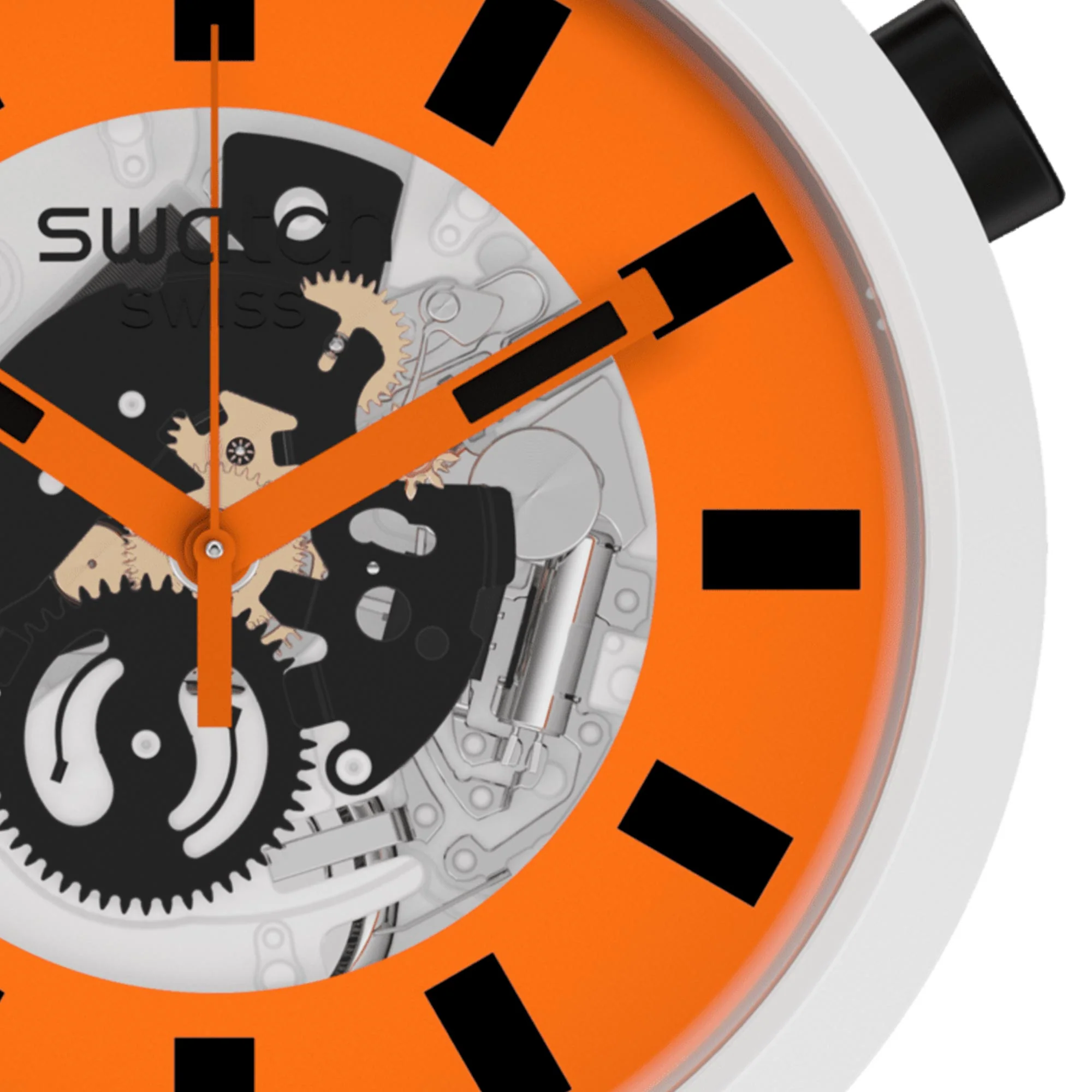 Orack Quartz Movement Orange Dial Silicone Strap Watch SB03M104 - Image 3