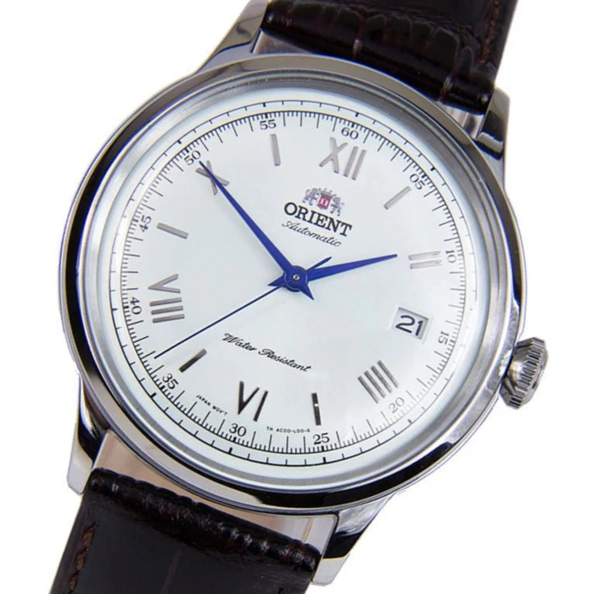 Orient Bambino Classic Vintage Style Automatic White Dial Leather Strap Men’s Dress Watch TAC00009W0 - Image 5