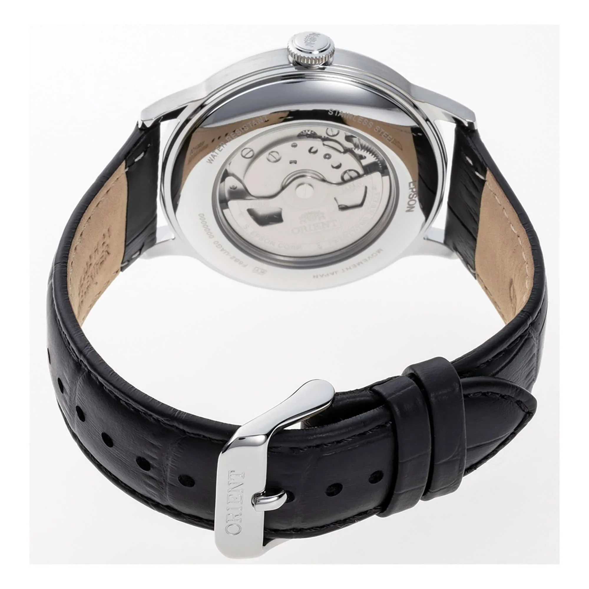 Orient Bambino Ex-Display Automatic Day & Date White Dial Black Leather Strap Men's Watch RA-AK0701S10B - Image 9