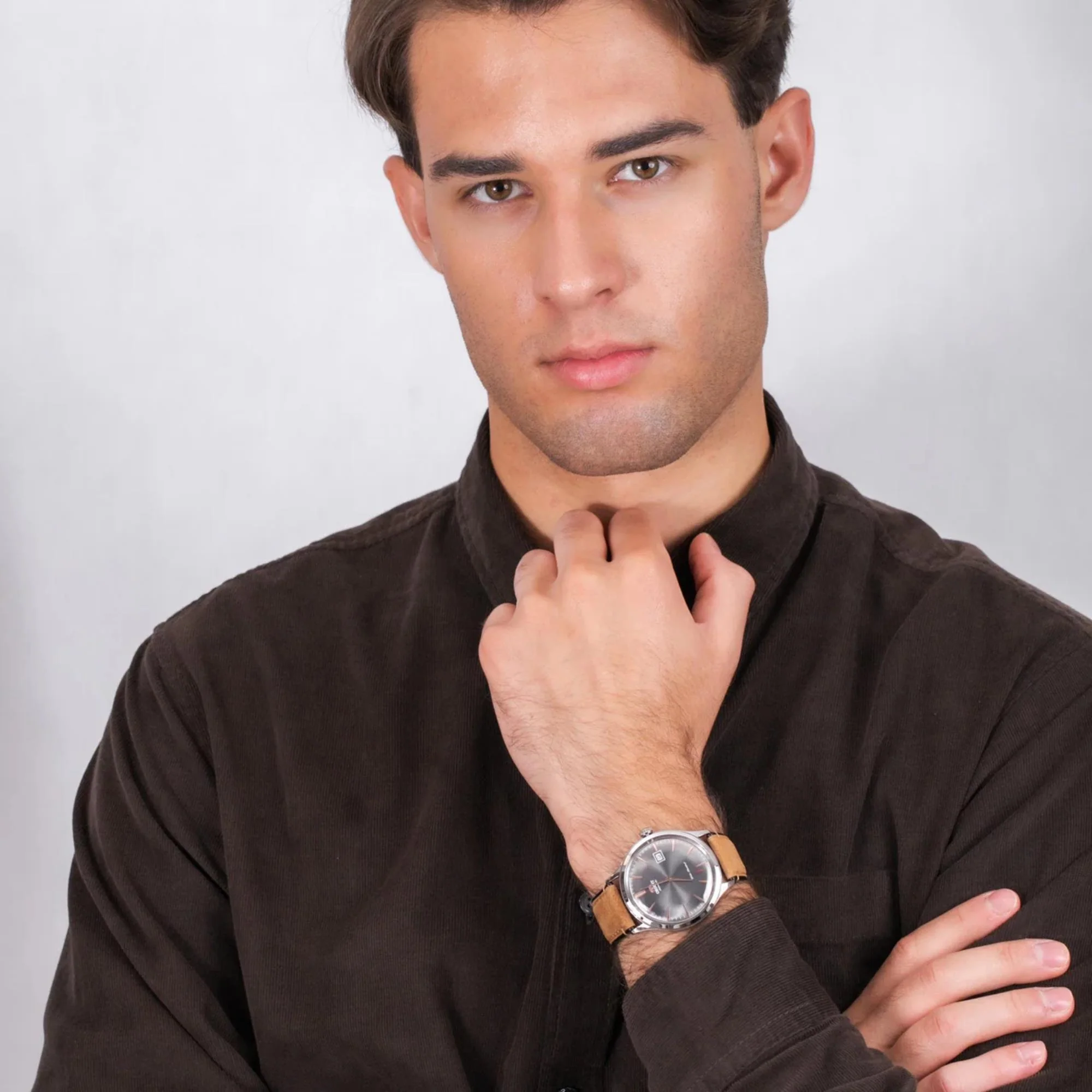 Orient Bambino Version 4 Classic Vintage Style Grey Dial Leather Strap Men’s Dress Watch TAC08003A0 - Image 6