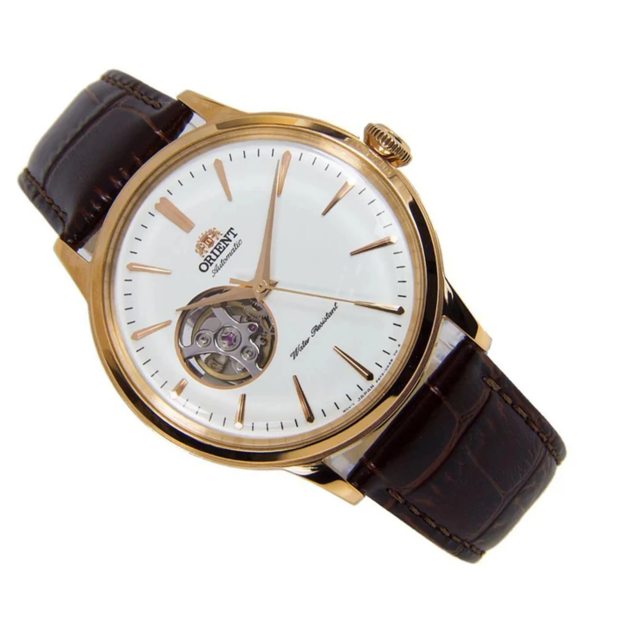 Orient Bambino Open Heart White Dial Brown Leather Strap Men’s Watch RA-AG0003S10B - Image 4