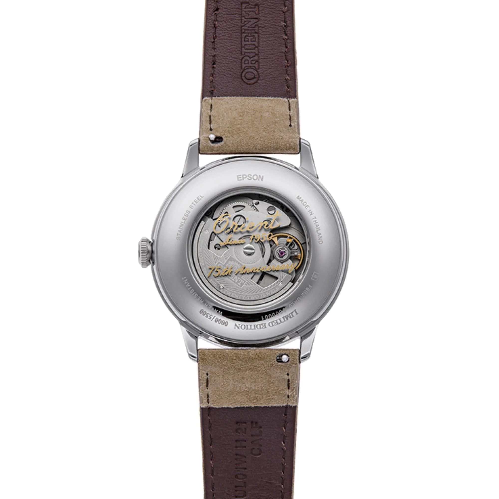 Orient Bambino Sun & Moon Silver Dial 75th Anniversary Limited Edition Men's Watch RA-AK0808S30B - Image 6