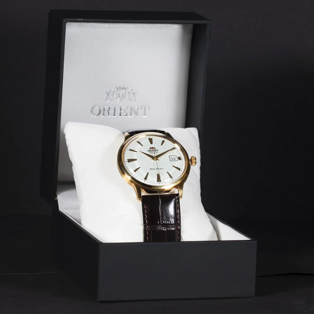 Orient Bambino Classic Vintage Style Automatic White Dial Leather Strap Men's Dress Watch TAC00003W0 - Image 4