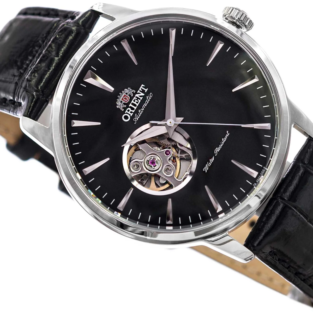 Orient Contemporary Open Heart Automatic Black Dial Leather Strap Men’s Watch TAG02004B0 - Image 4