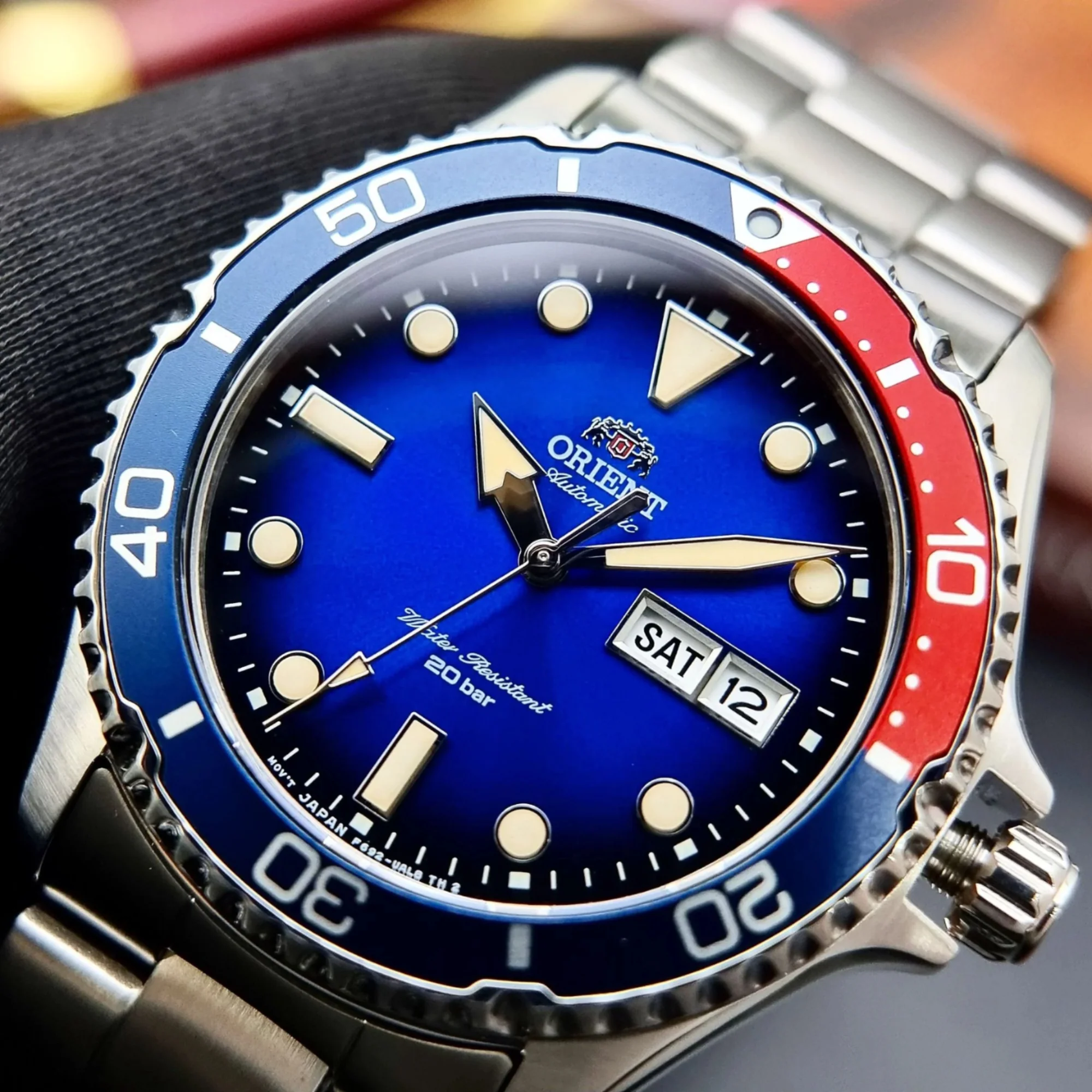 Orient Mako Kamasu II Blue Dial Steel Strap Men's Dive Watch RA-AA0812L39B - Image 3