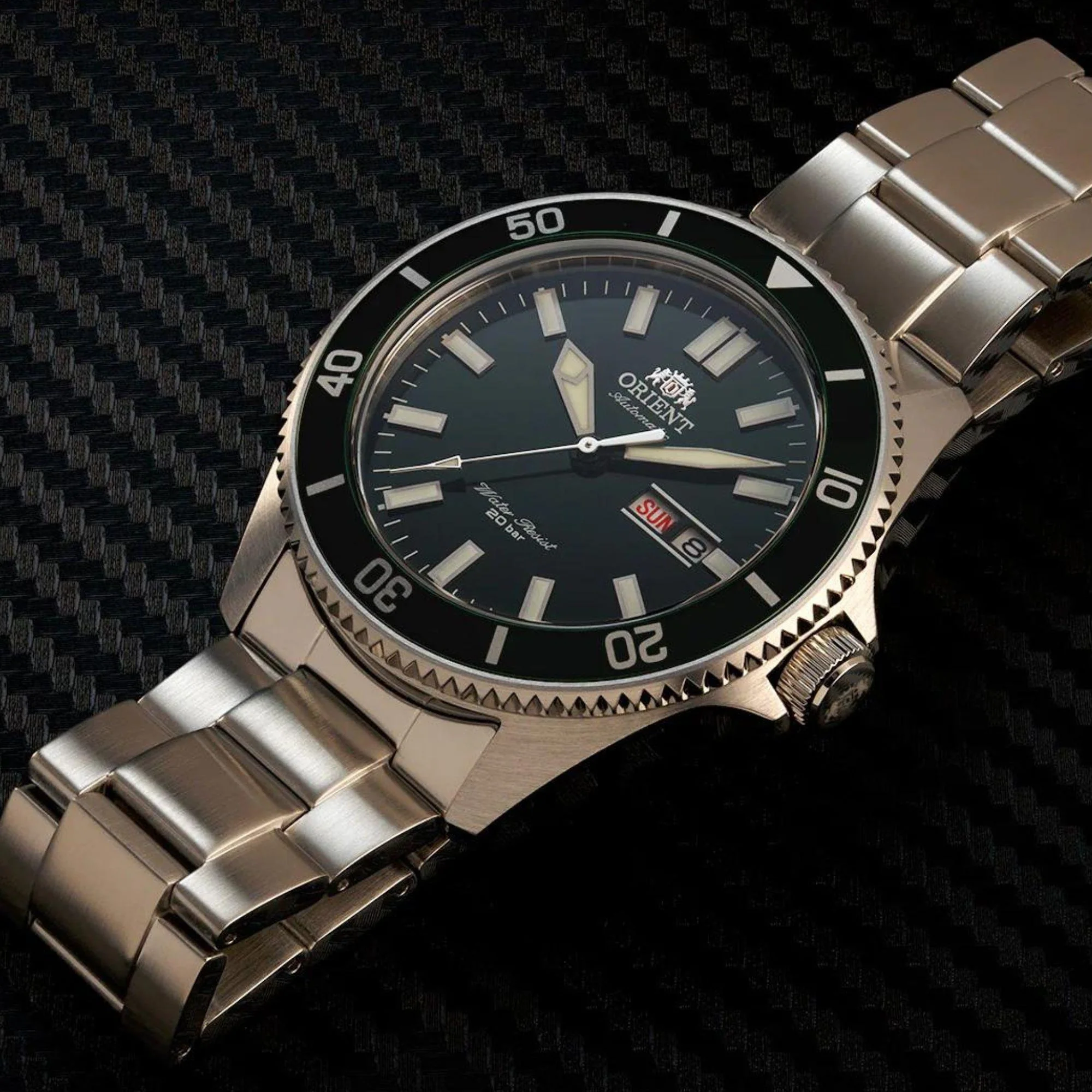 Orient Kano Automatic Green Dial Steel Strap Men’s Watch RA-AA0914E19B - Image 3
