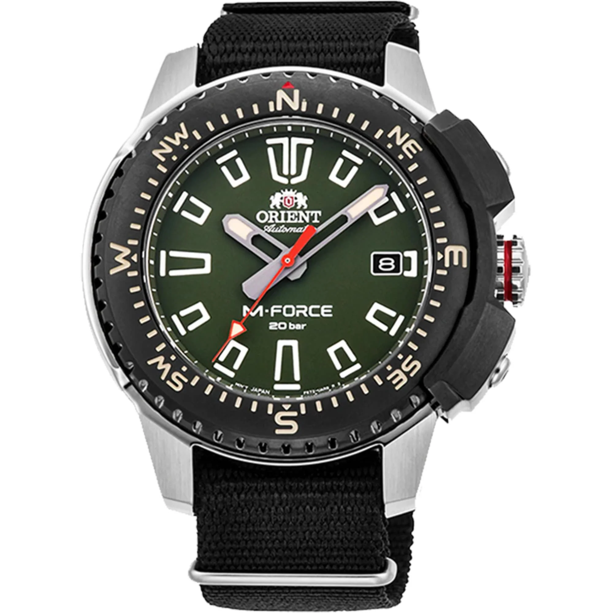 Orient M-Force Automatic Green Dial Nylon Strap Men's Dive Watch RA-AC0N03E10B