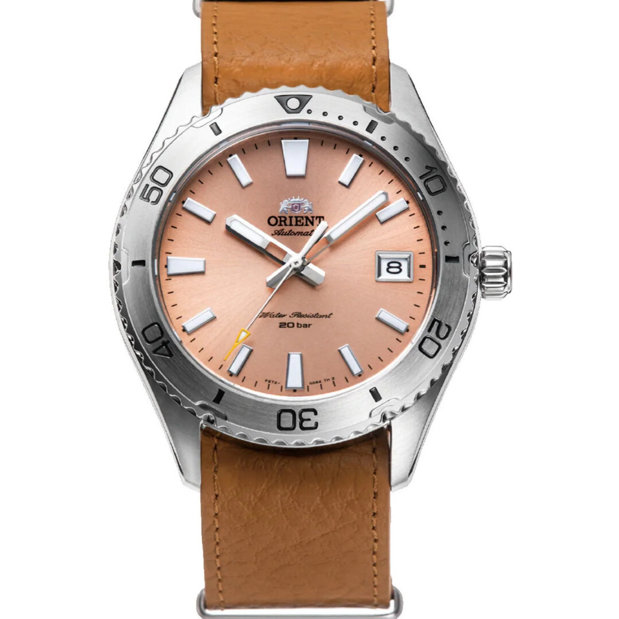 Orient Mako Automatic Apricot Dial Leather Strap Unisex Dive Watch RA-AC0Q05P30B - Image 15