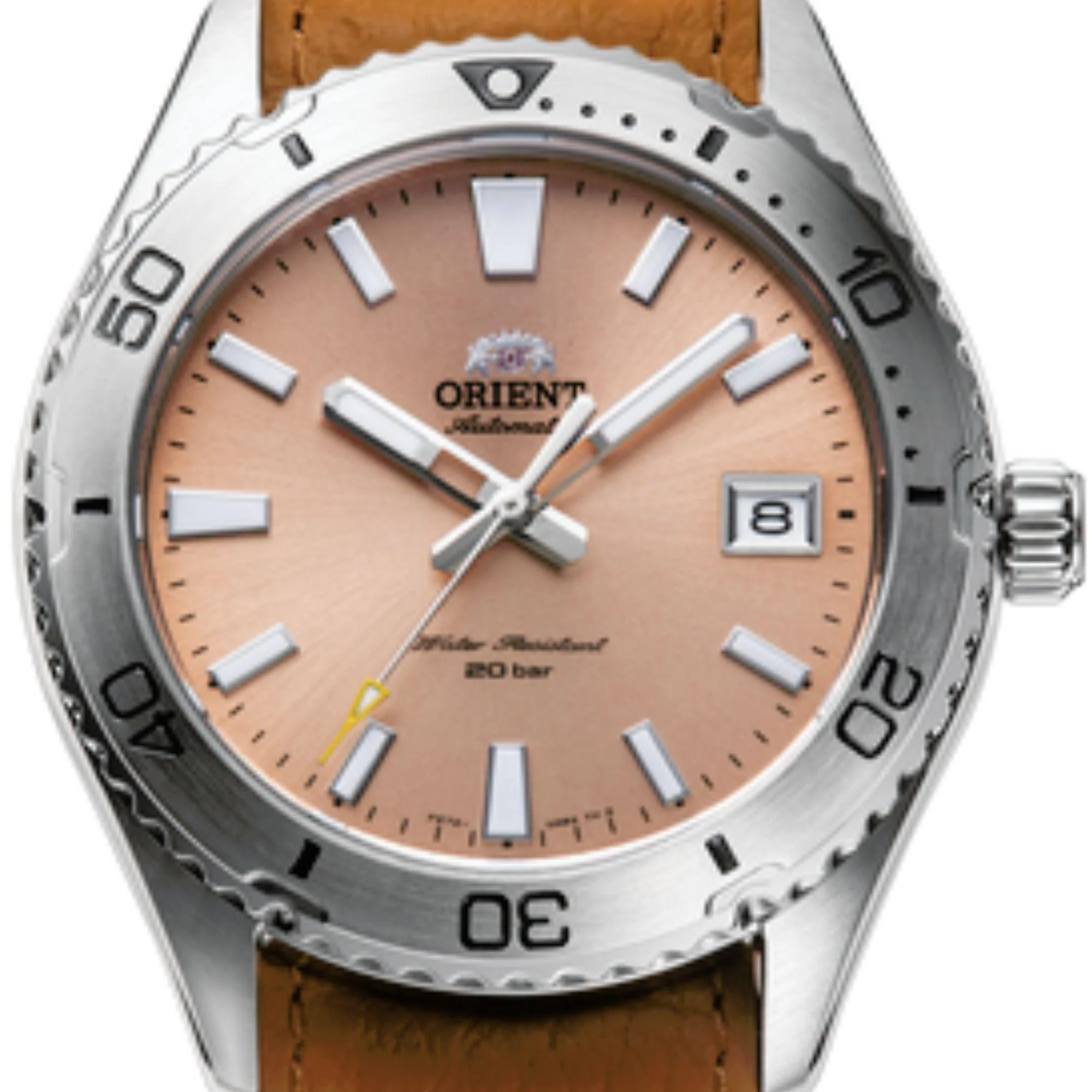 Orient Mako Automatic Orange Dial Leather Strap Men's Watch RA-AC0Q05P10B - Image 4