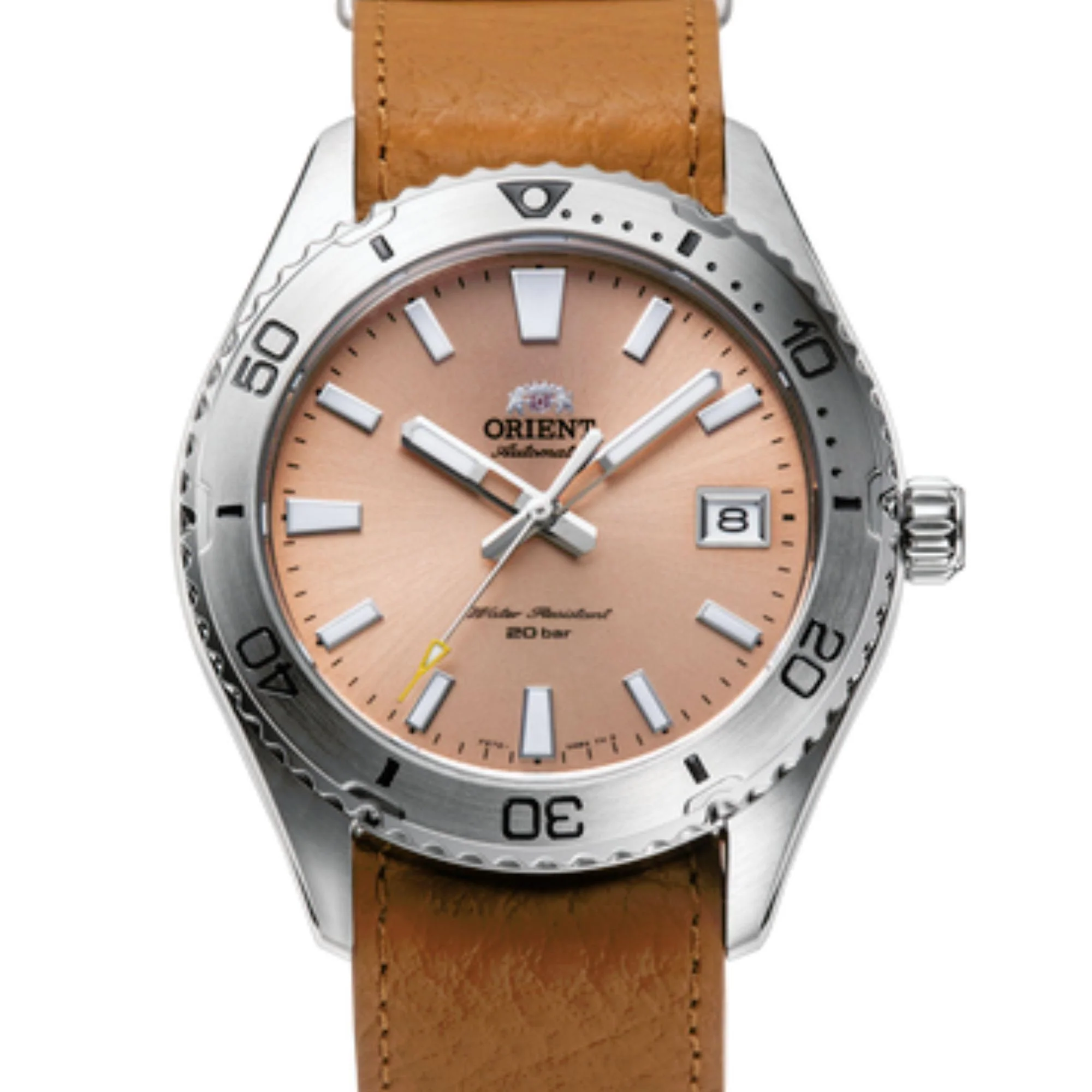 Orient Mako Automatic Orange Dial Leather Strap Men's Watch RA-AC0Q05P10B - Image 9