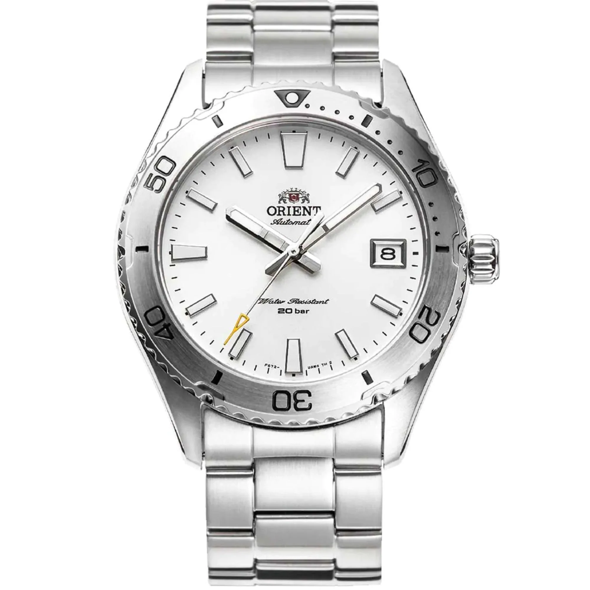 Orient Mako Automatic White Dial Steel Strap Men’s Watch Ex-Display RA-AC0Q03S10B-EX - Image 4