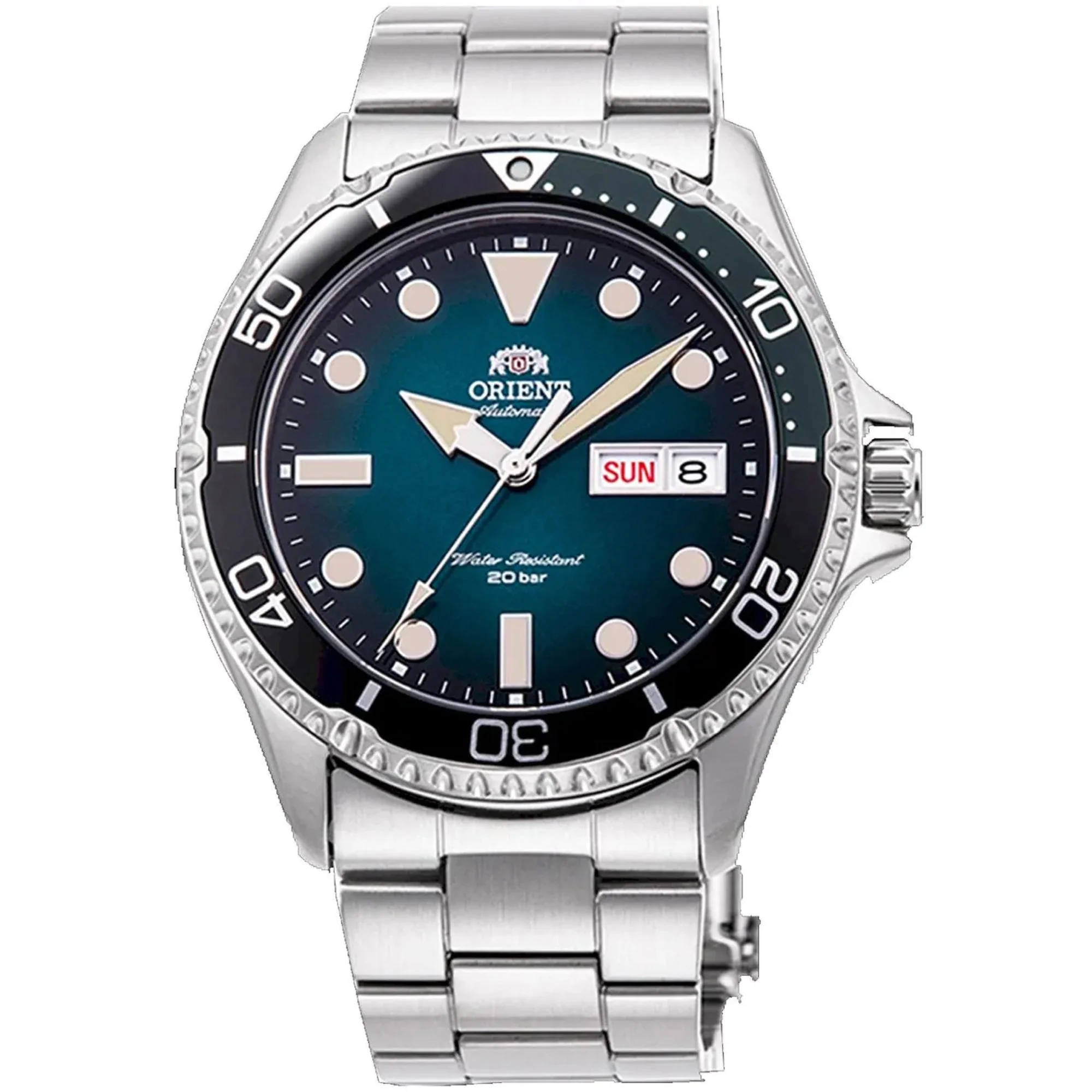 Orient Mako Kamasu Ex-Display Teal Dial Automatic Stainless Steel Strap Men's Watch RA-AA0811E19B - Image 4