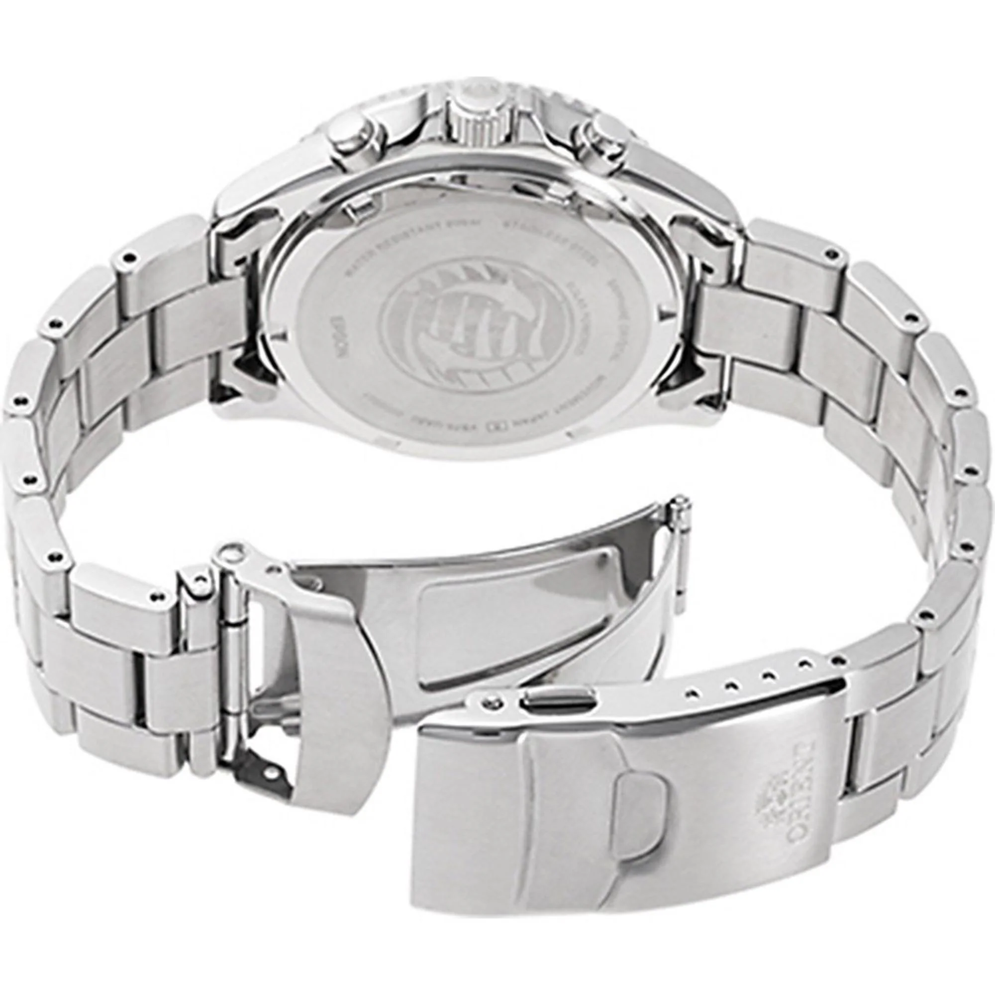 Orient Mako Solar Chronograph Quartz White Dial Steel Bracelet Men’s Watch RA-TX0203S10B - Image 7