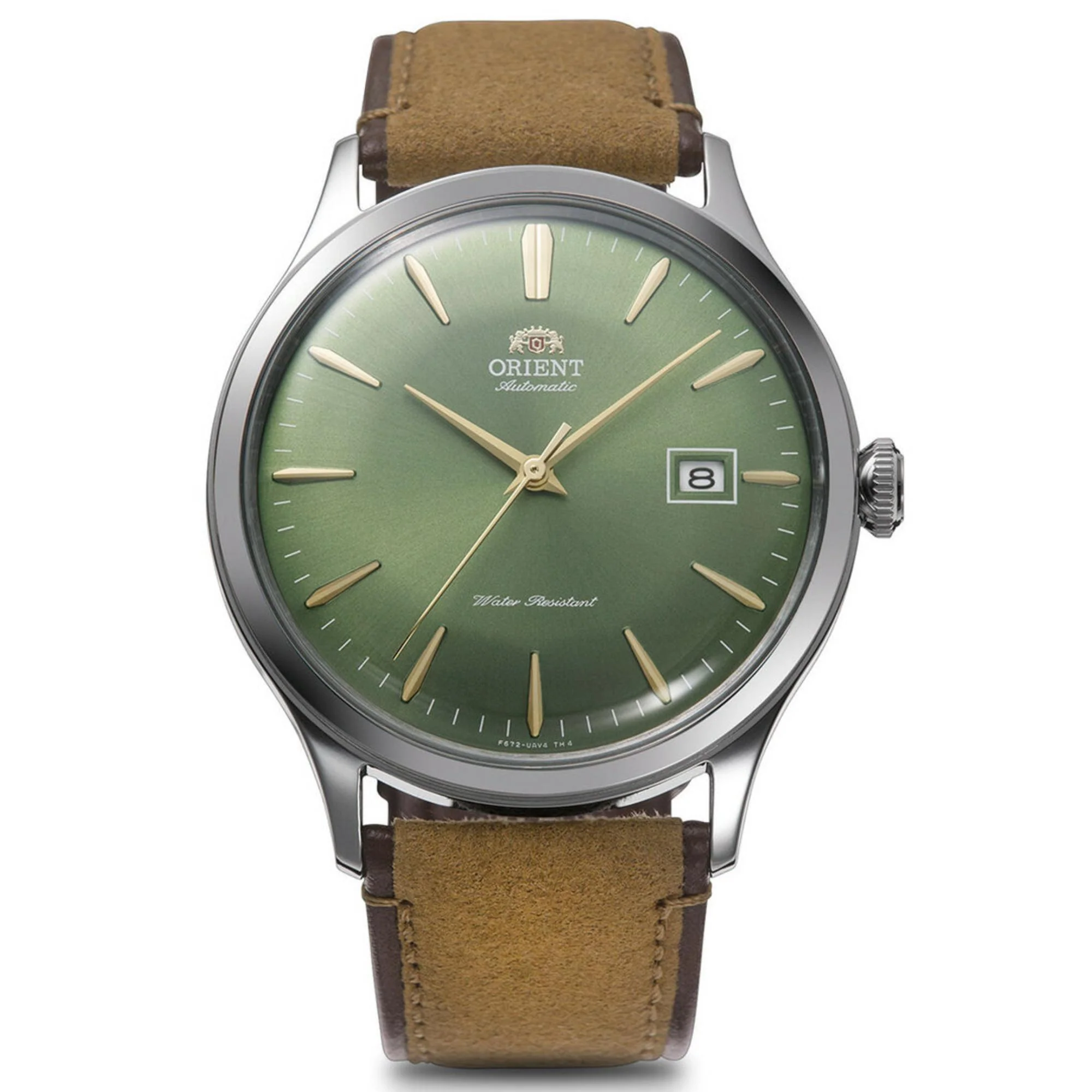 Orient Bambino Classic Vintage Style Automatic Green Dial Suede Strap Men's Dress Watch RA-AC0P01E30B