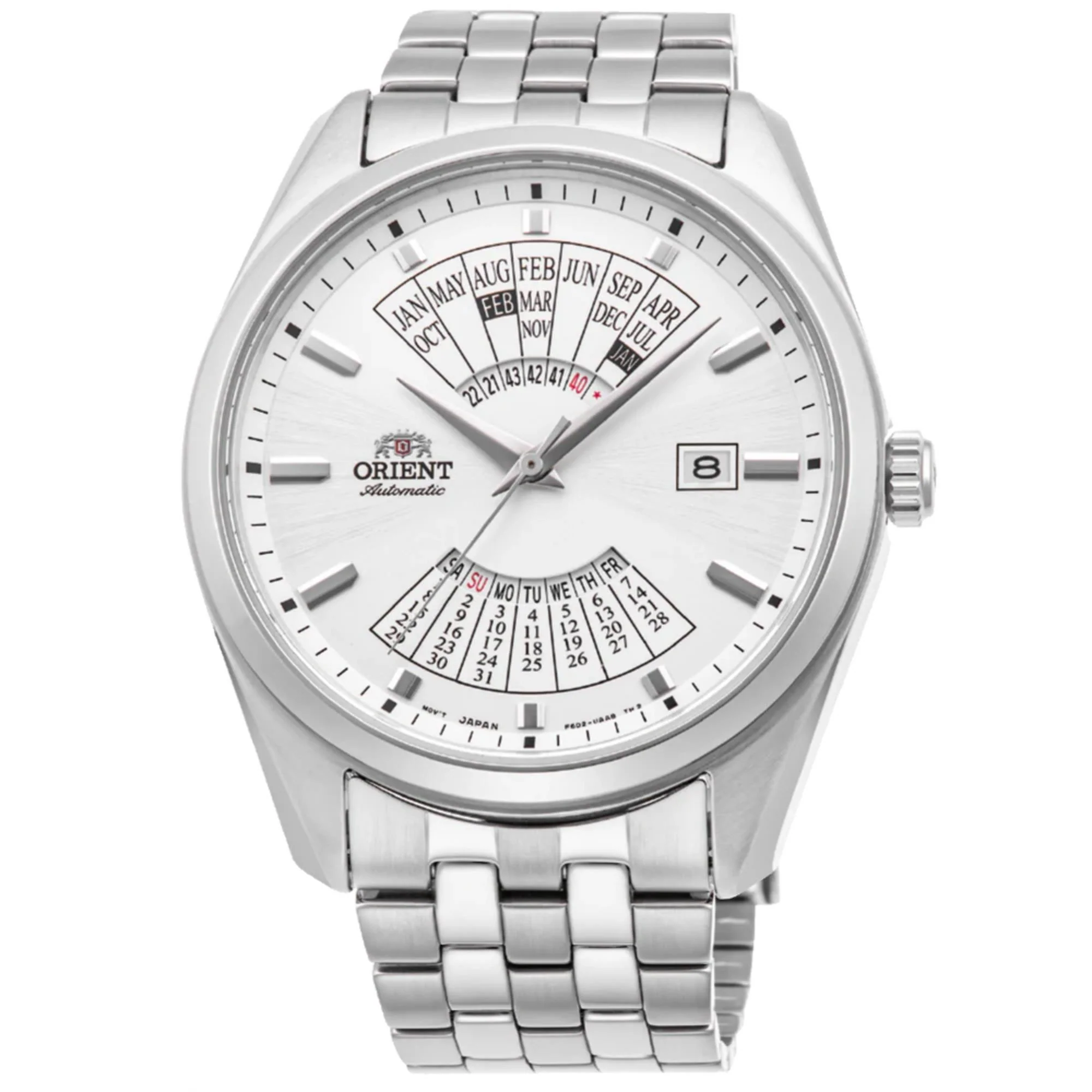 Orient Multi-Year Calendar White Dial Steel Strap Men's Watch RA-BA0004S30B