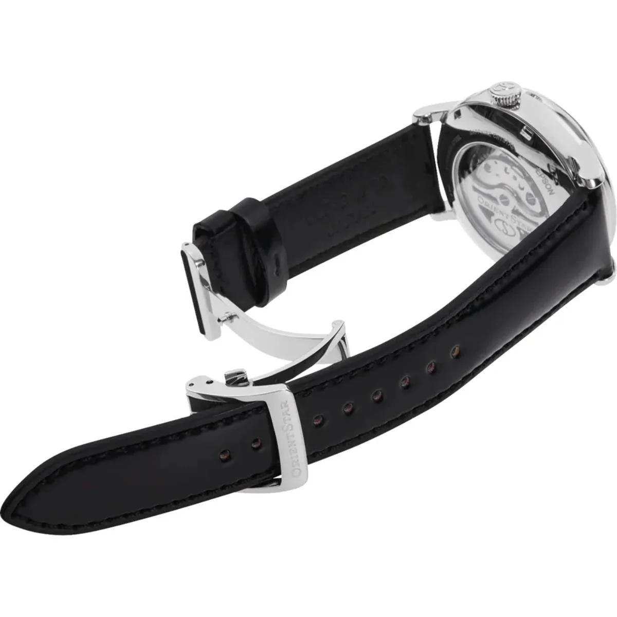Orient Star Moon Phase Classic Black Dial Leather Strap Men's Dress Watch RE-AY0107N00B - Image 4