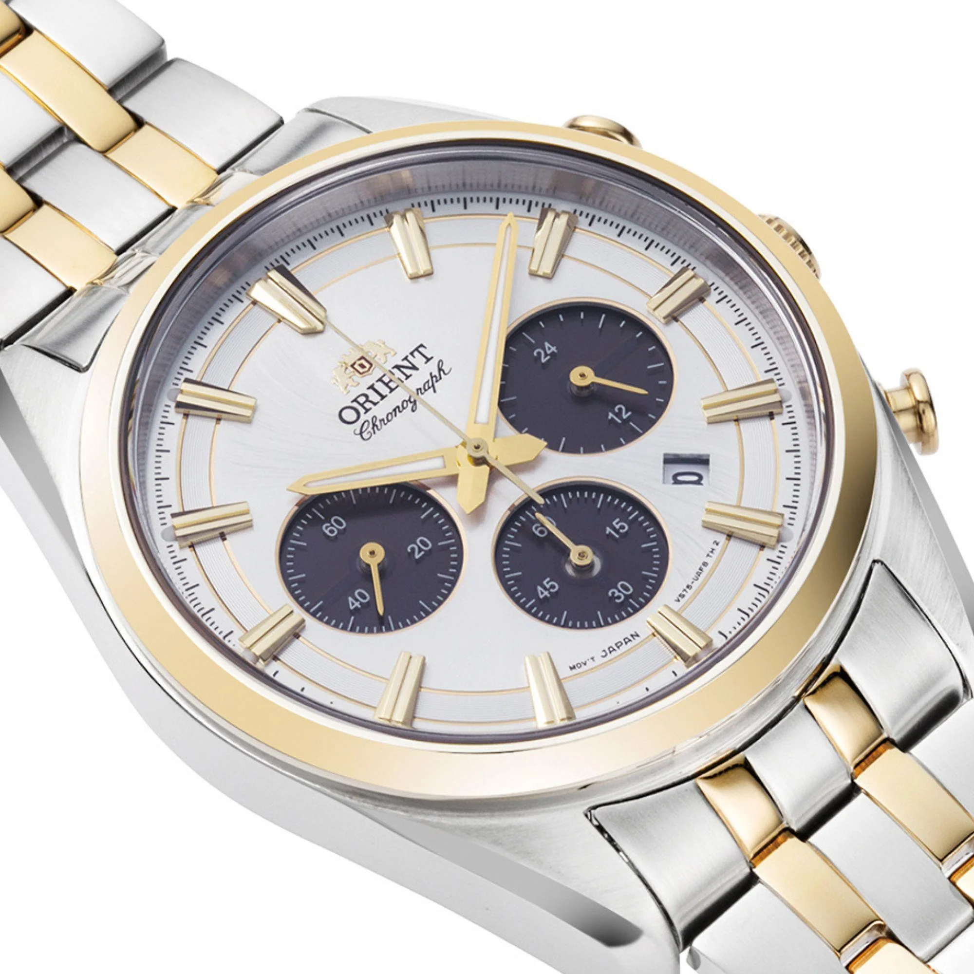 Orient Contemporary Stretto Date Solar Chronograph White Dial Steel Strap Unisex Watch RA-TX0302S10B - Image 4