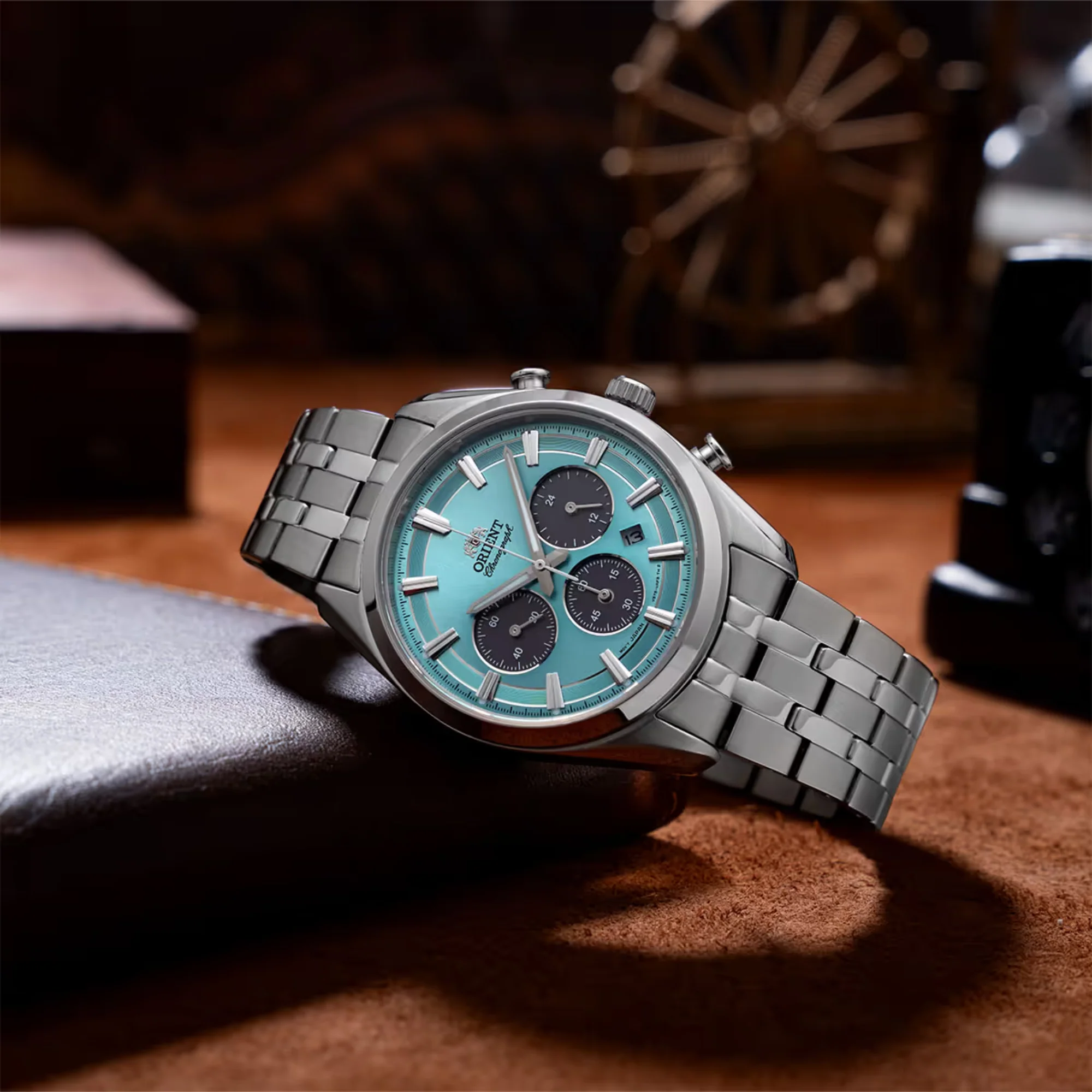 Orient Contemporary Stretto Date Solar Chronograph Blue Dial Steel Strap Men’s Watch RA-TX0304L10B - Image 10
