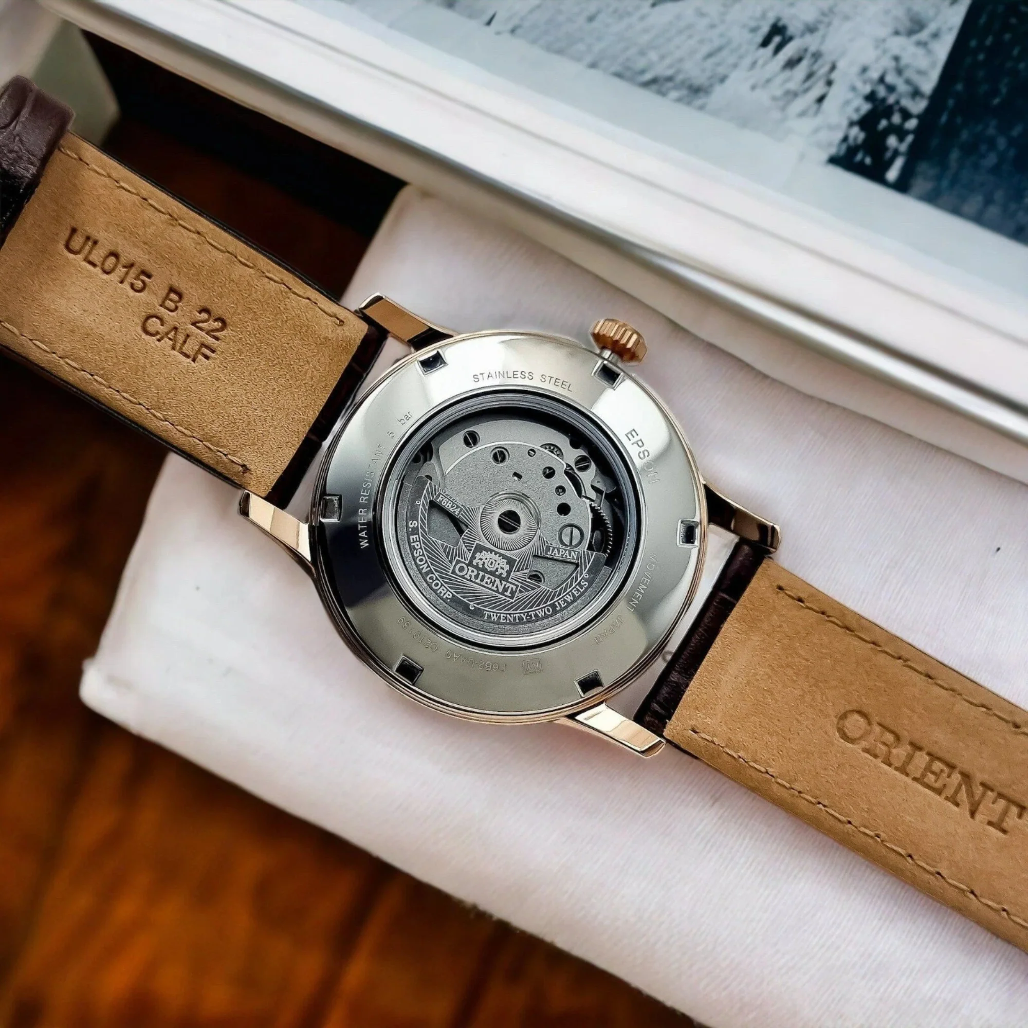Orient Sun and Moon Automatic Brown Dial Leather Strap Men's Watch RA-AK0009T30B - Image 7