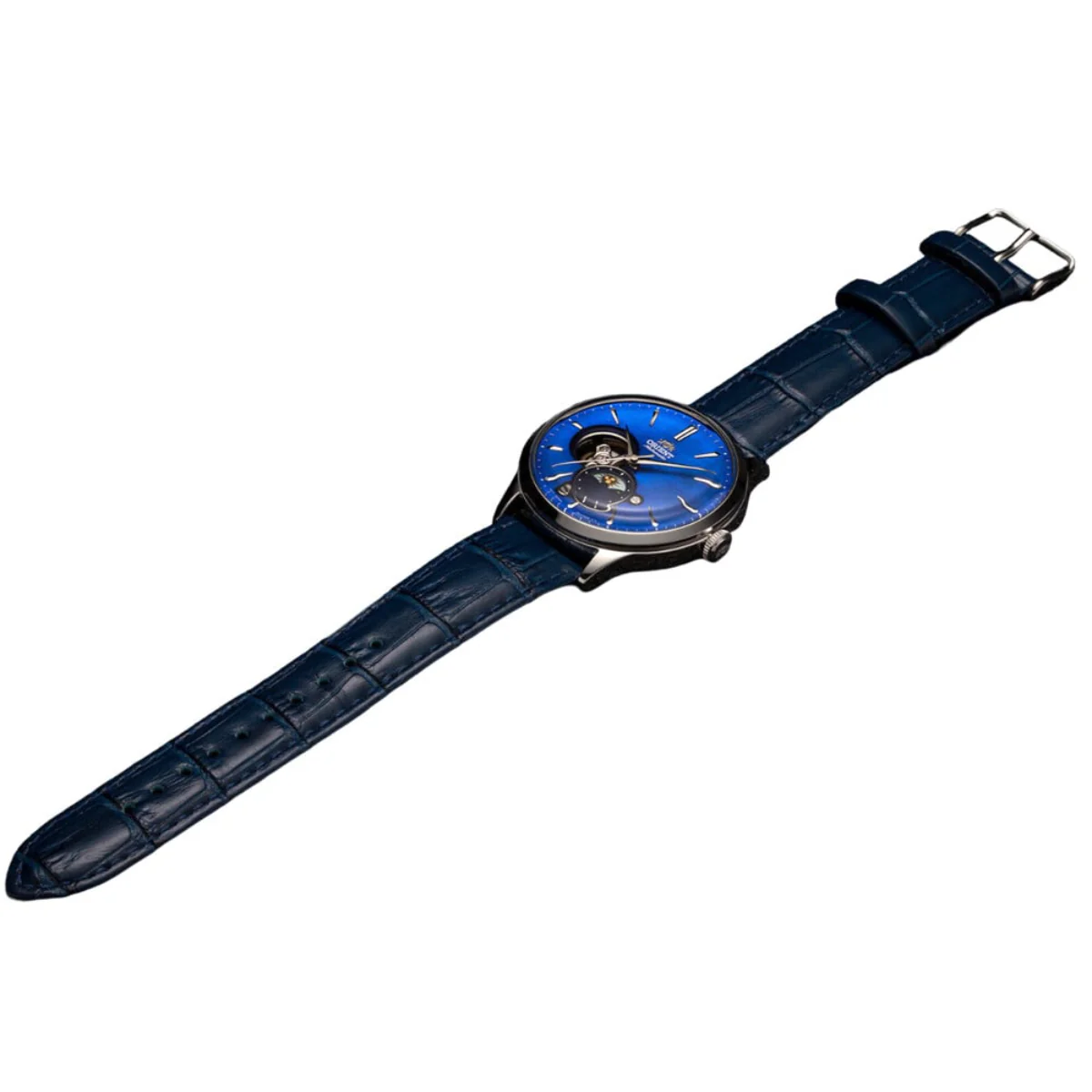 Orient Sun & Moon Phase Automatic Blue Dial Leather Strap Men’s Dress Watch RA-AS0103A30B - Image 6