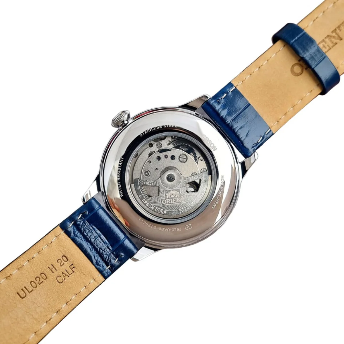 Orient Sun & Moon Phase Automatic Blue Dial Leather Strap Men’s Dress Watch RA-AS0103A30B - Image 7