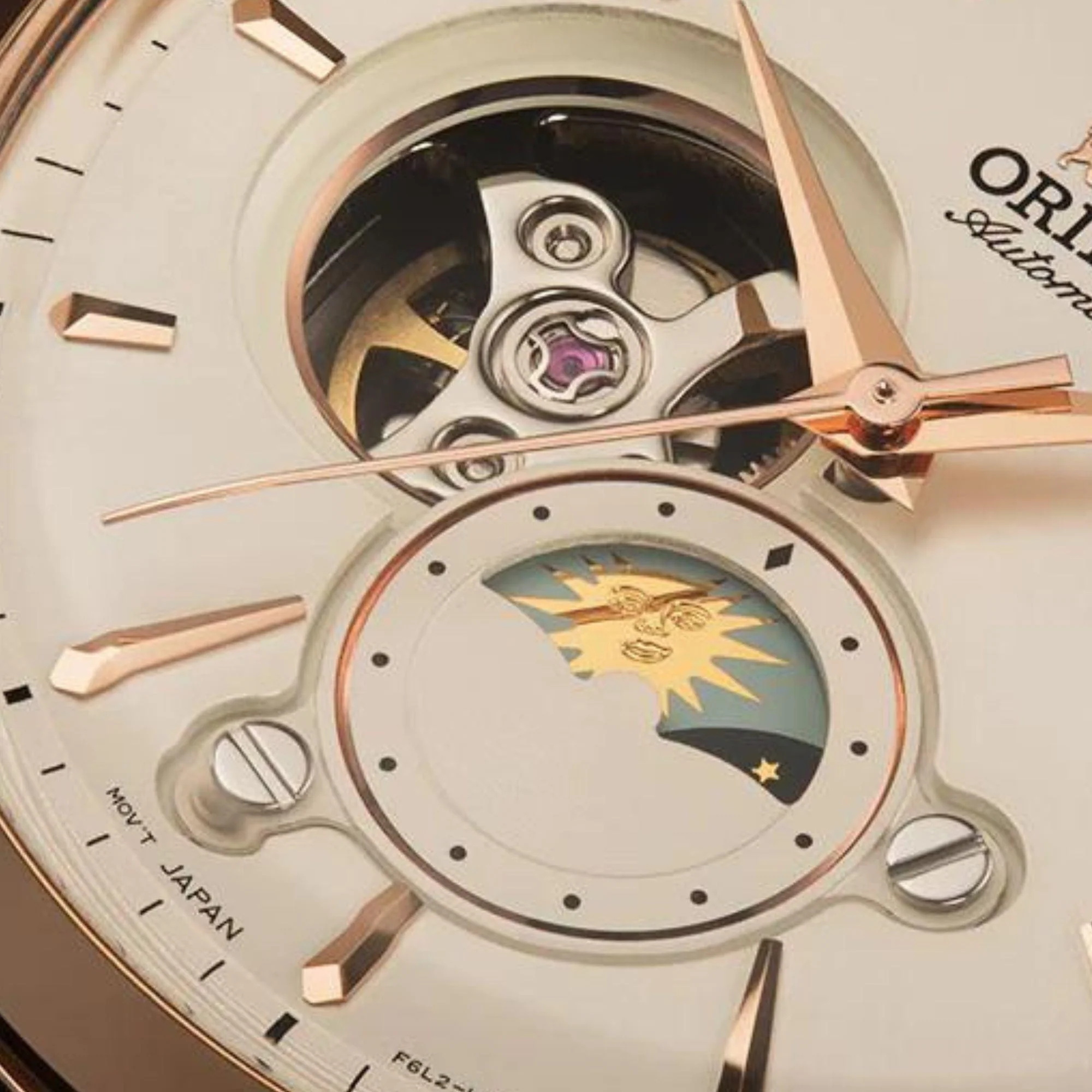 Orient Sun & Moon Phase Automatic White Dial Leather Strap Men’s Watch RA-AS0102S10B - Image 4