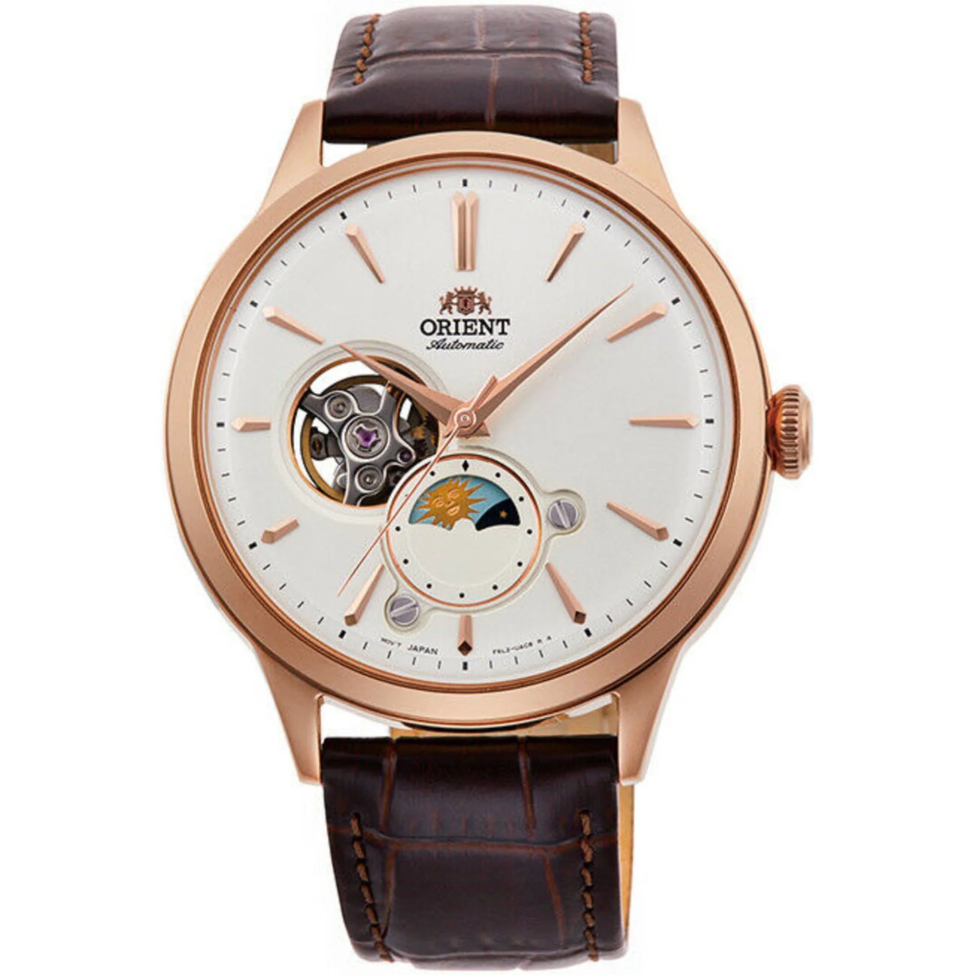 Orient Sun & Moon Phase Automatic White Dial Men’s Watch RA-AS0102S30B