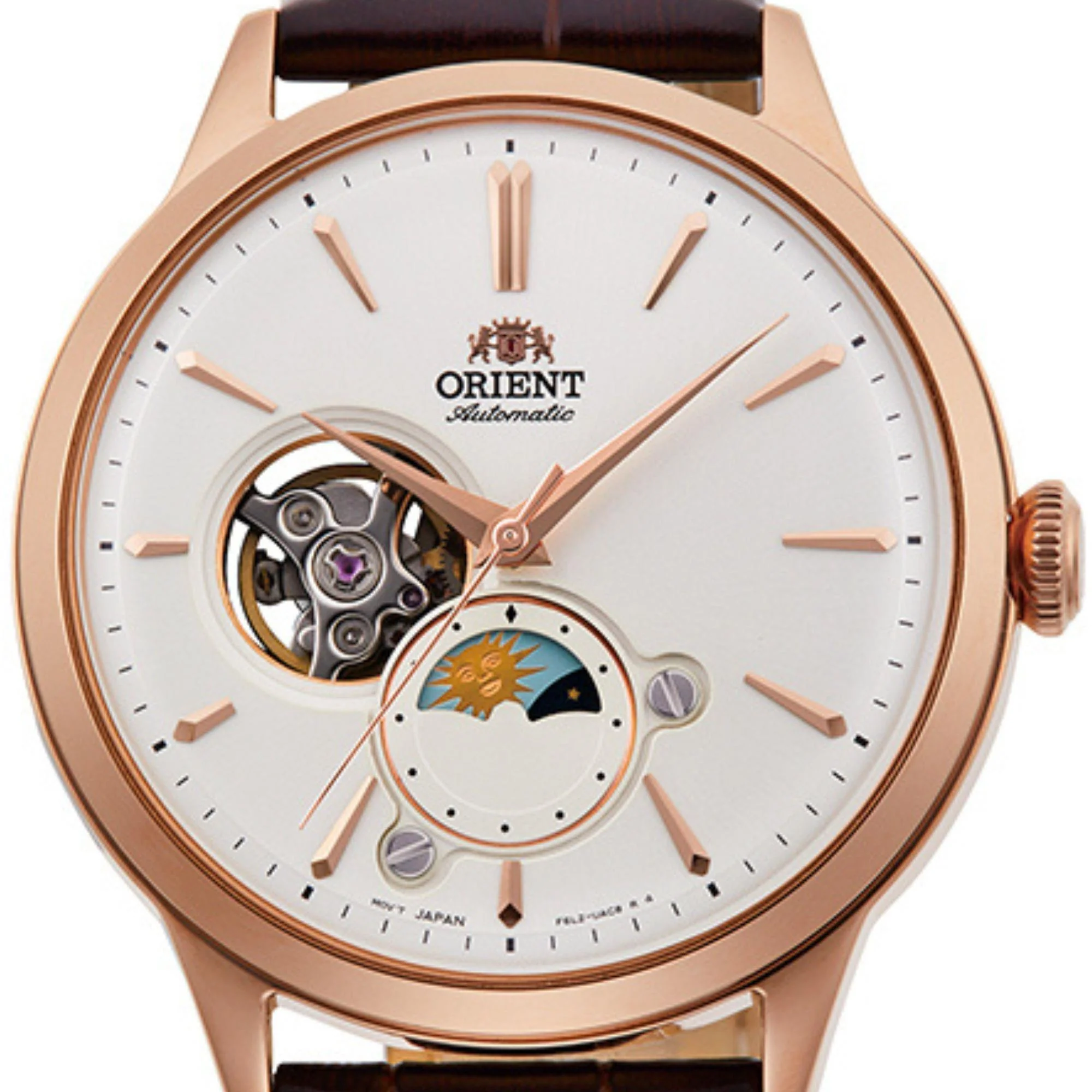 Orient Sun & Moon Phase Automatic White Dial Men’s Watch RA-AS0102S30B - Image 2