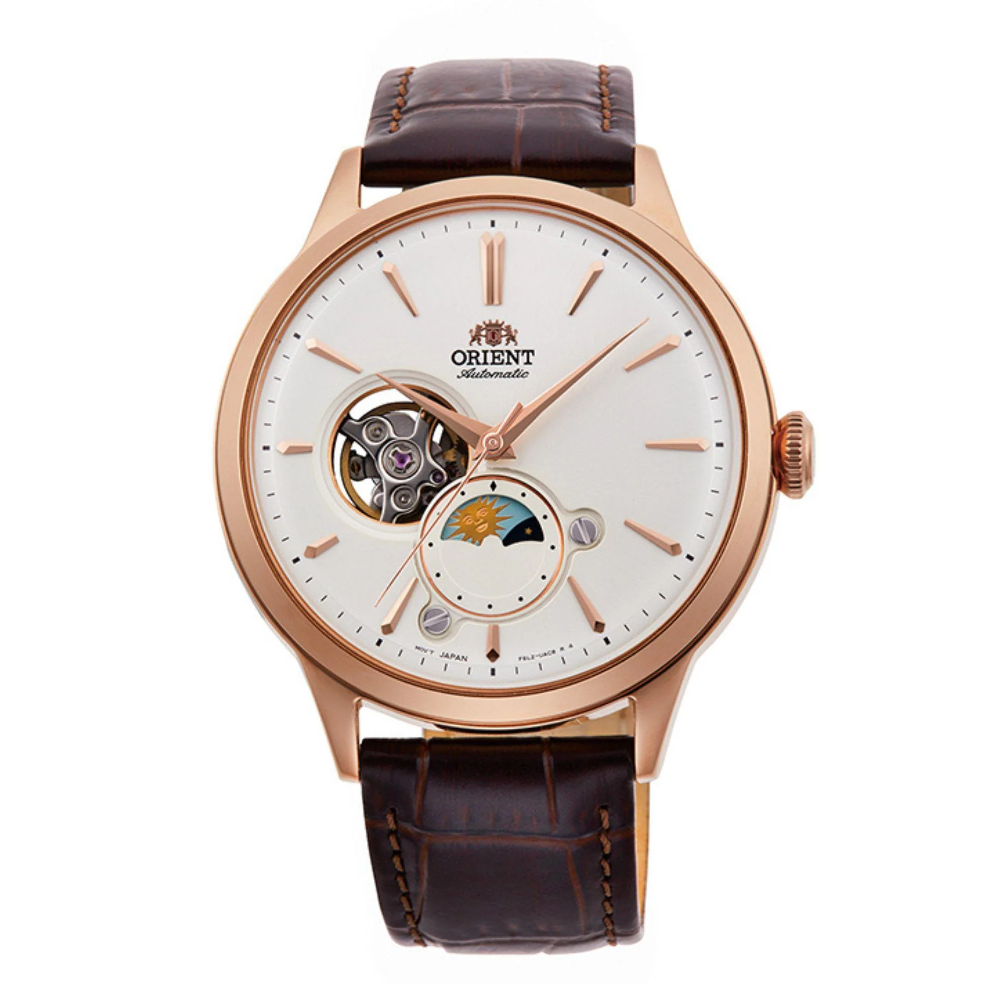 Orient Sun & Moon Phase Automatic White Dial Men’s Watch RA-AS0102S30B - Image 9