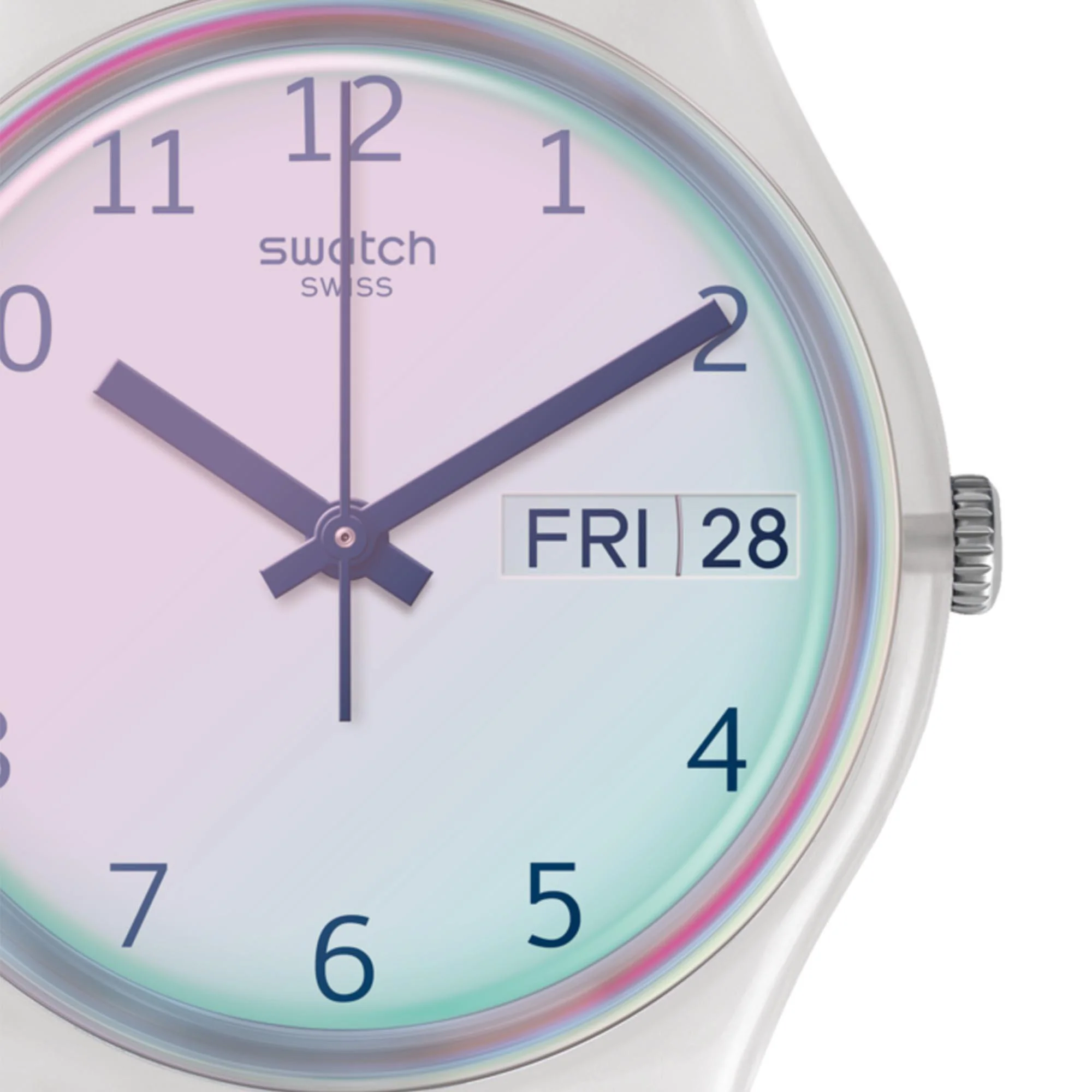 Swatch Original Gent Quartz White Dial Silicone Strap Ladies Watch GE713 - Image 2