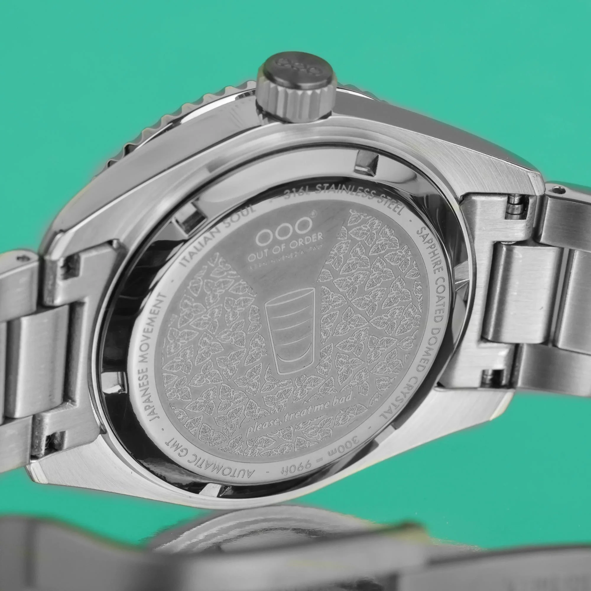 Out Of Order After 8 Shaker Automatic GMT Ultra-Brushed Mint Green Dial Steel Strap Men's Watch OOO.001-25.AE.BAND.SS - Image 6