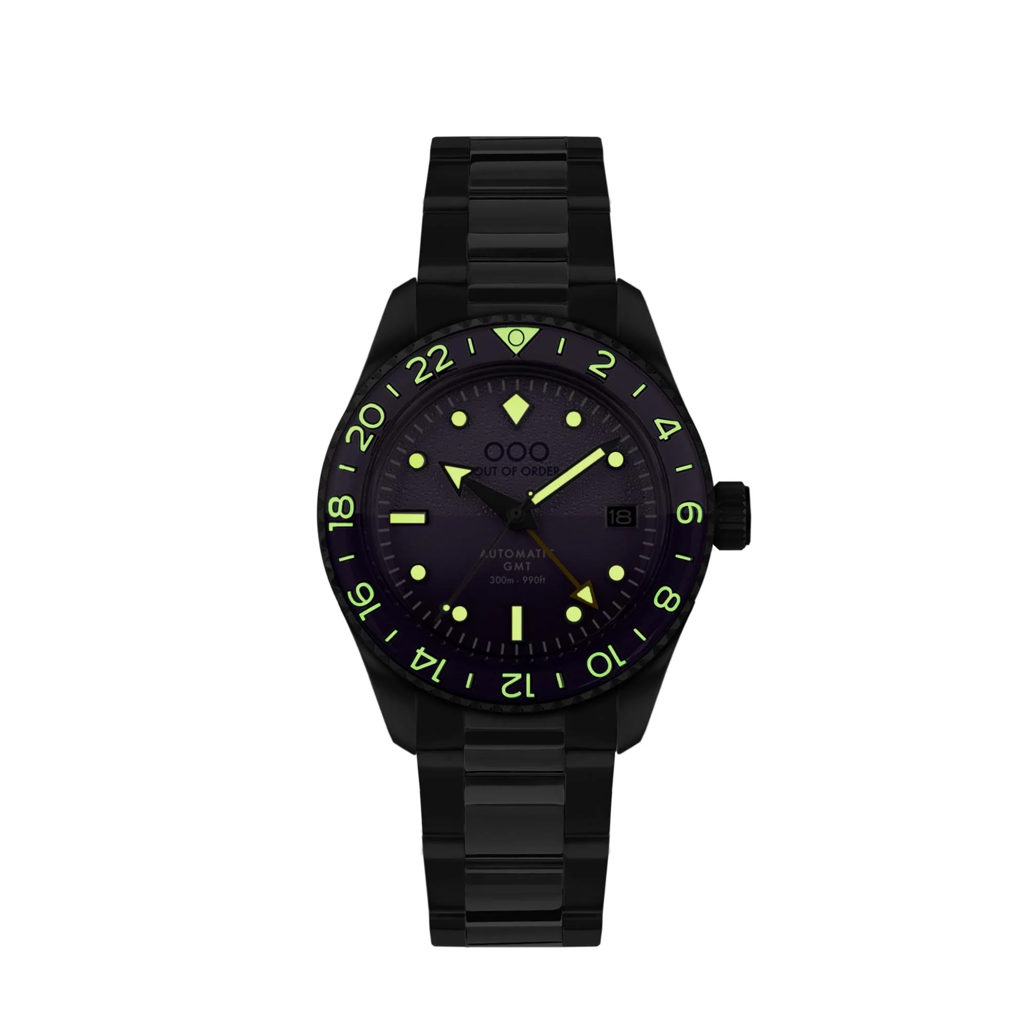 Out Of Order Shaker Automatic GMT Ultra-Brushed Purple Dial Steel Strap Men's Watch OOO.001-25.LA.BAND.SS - Image 4