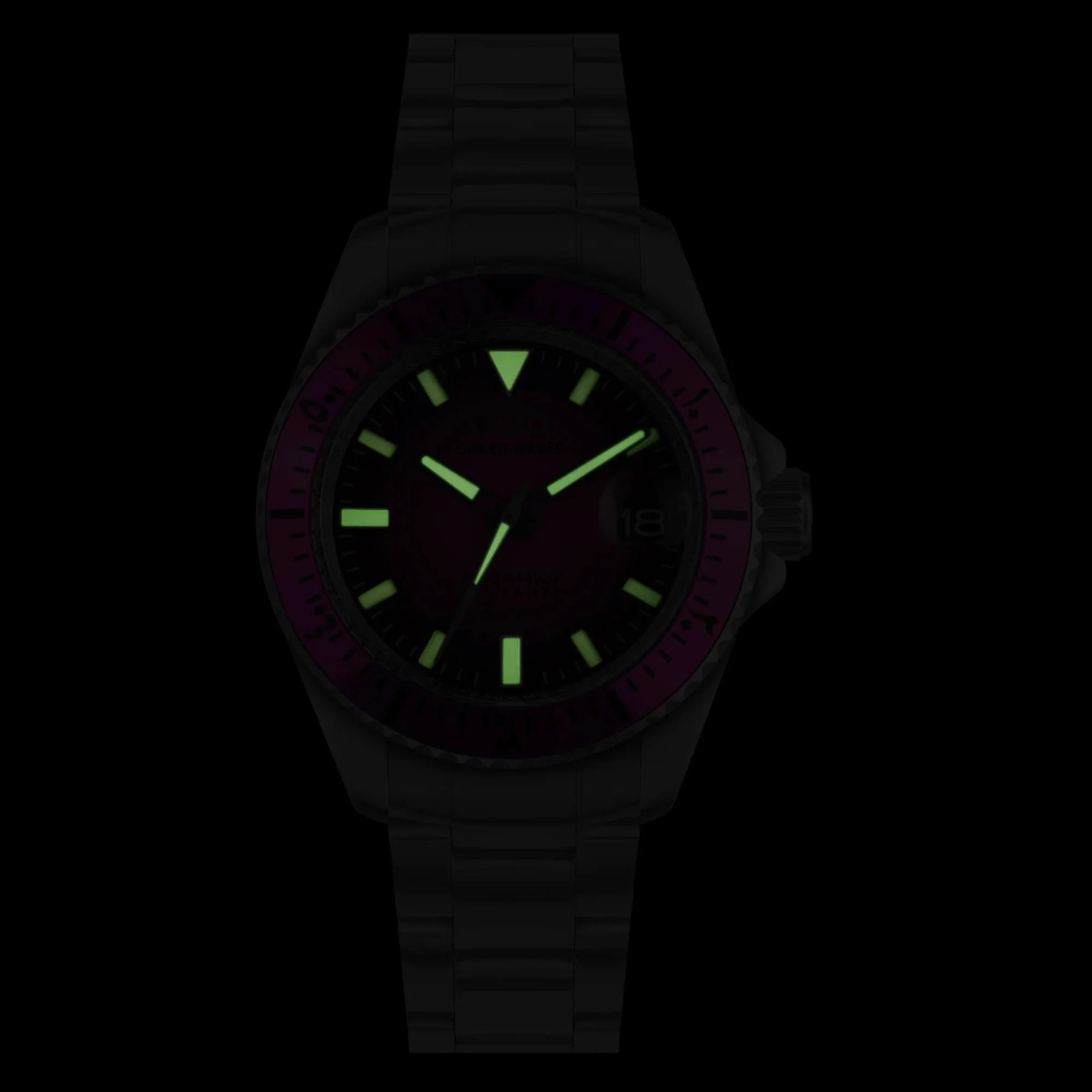 Out of Order Automatico Quaranta Ultra Brushed Magenta Dial Steel Strap Men's Watch OOO.001-21.FX.SS - Image 2