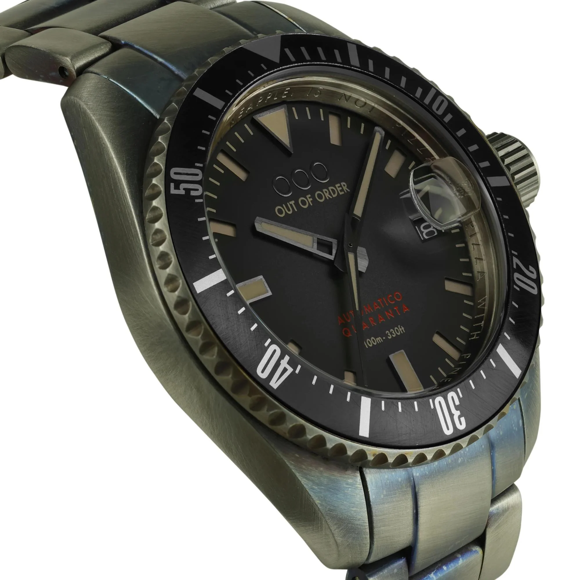 Out of Order Automatico Quaranta Ultra Distressed Automatic Black Dial Steel Strap Men's Watch OOO.001-21.NE - Image 11