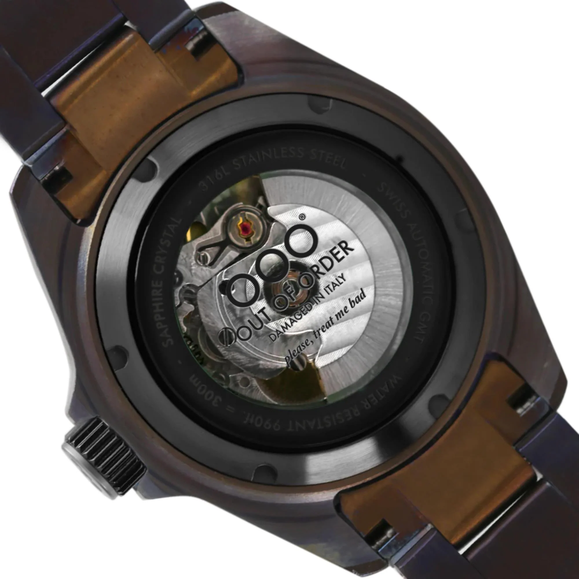 Out Of Order Black Trecento GMT Automatic Black Dial Steel Strap Men's Watch OOO.001-24.NE - Image 6