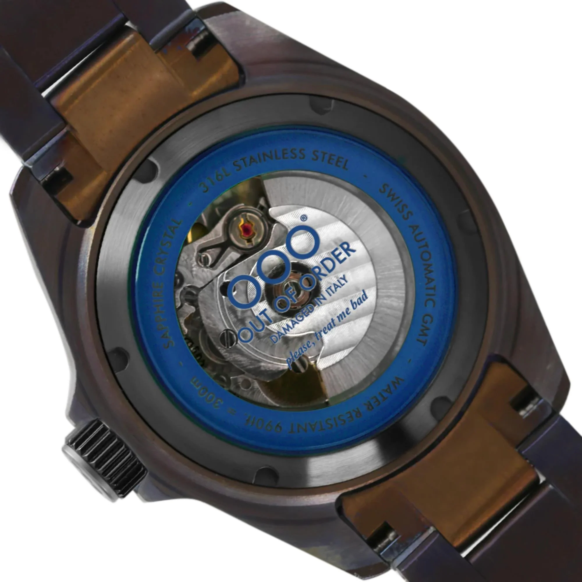 Out Of Order Blue Trecento GMT Automatic Blue Dial Steel Stap Men's Watch OOO.001-24.BL - Image 9