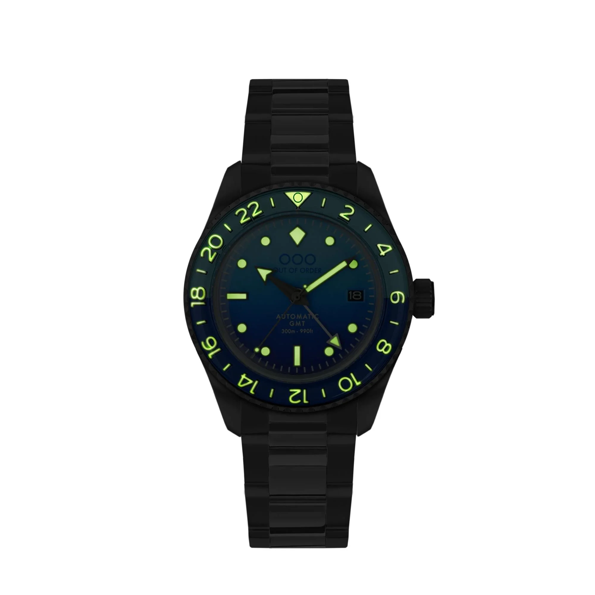 Out Of Order Bomba Blu Shaker Automatic GMT Ultra-Brushed Blue Dial Steel Strap Men's Watch OOO.001-25.BB.BAND.SS - Image 4