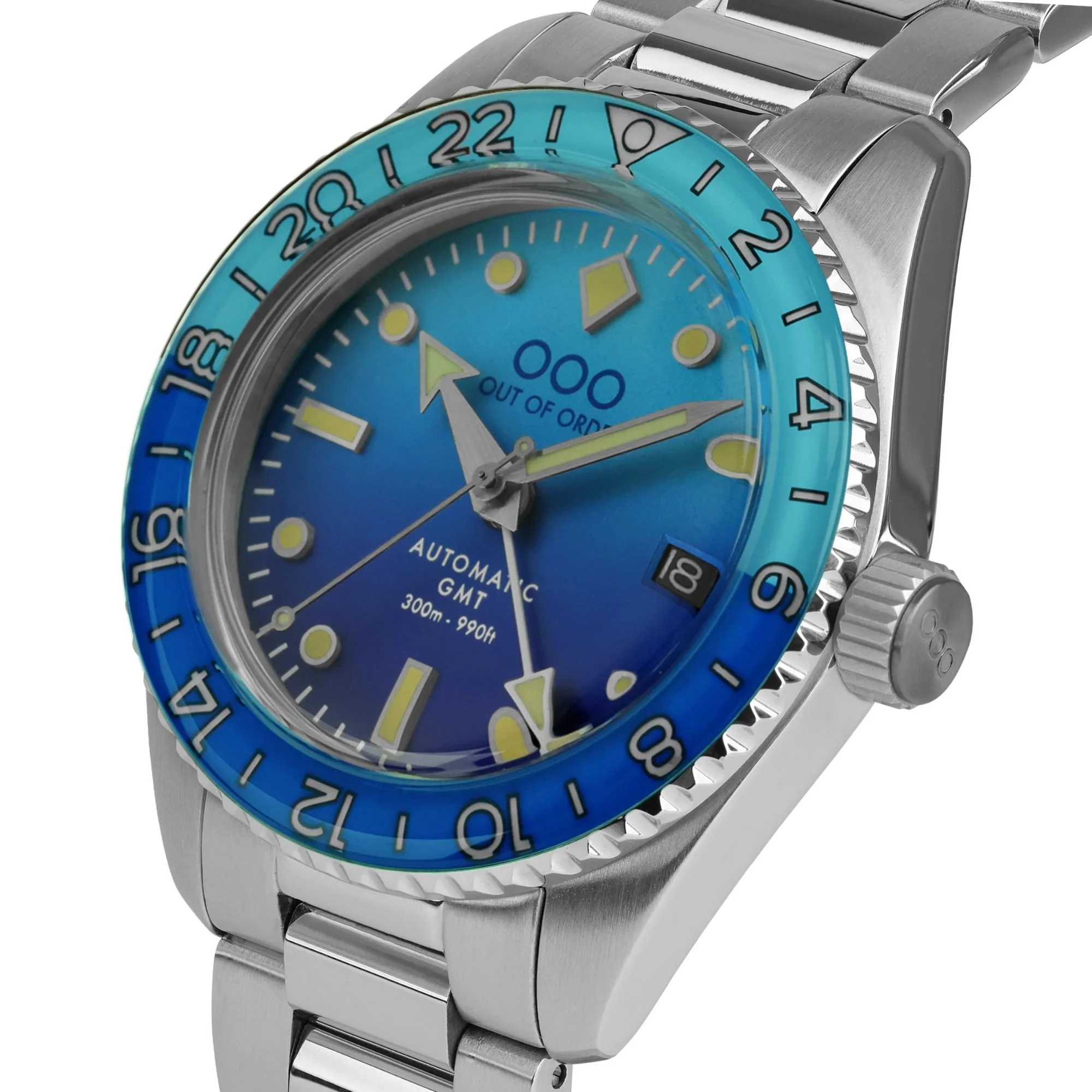 Out Of Order Bomba Blu Shaker Automatic GMT Ultra-Brushed Blue Dial Steel Strap Men's Watch OOO.001-25.BB.BAND.SS - Image 5