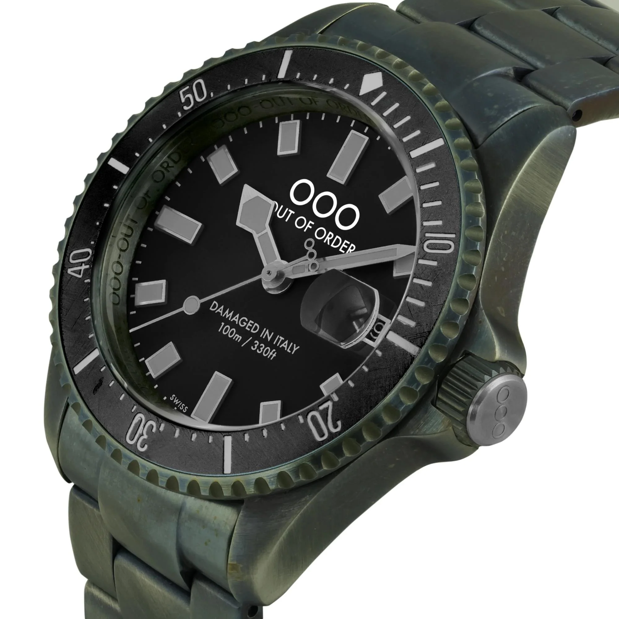 Out of Order Casanova Ultra Distressed Quartz Black Dial Steel Strap Men's Watch OOO.001-27.NE.GR - Image 5