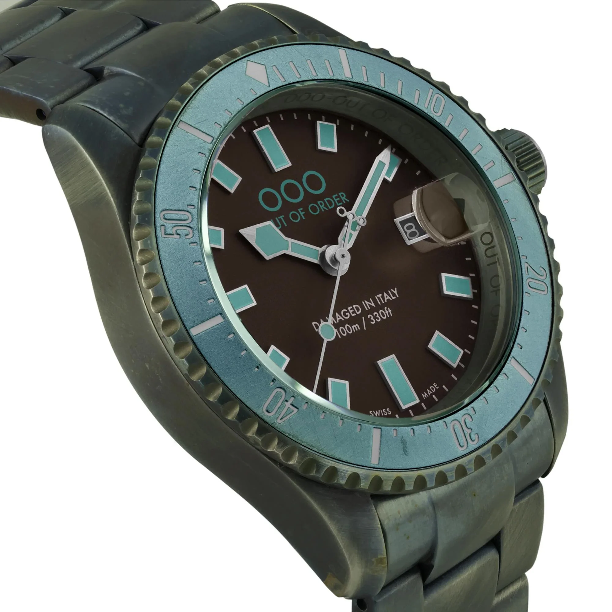 Out of Order Casanova Ultra Distressed Quartz Brown Dial Steel Strap Men's Watch OOO.001-27.TU.MS - Image 3