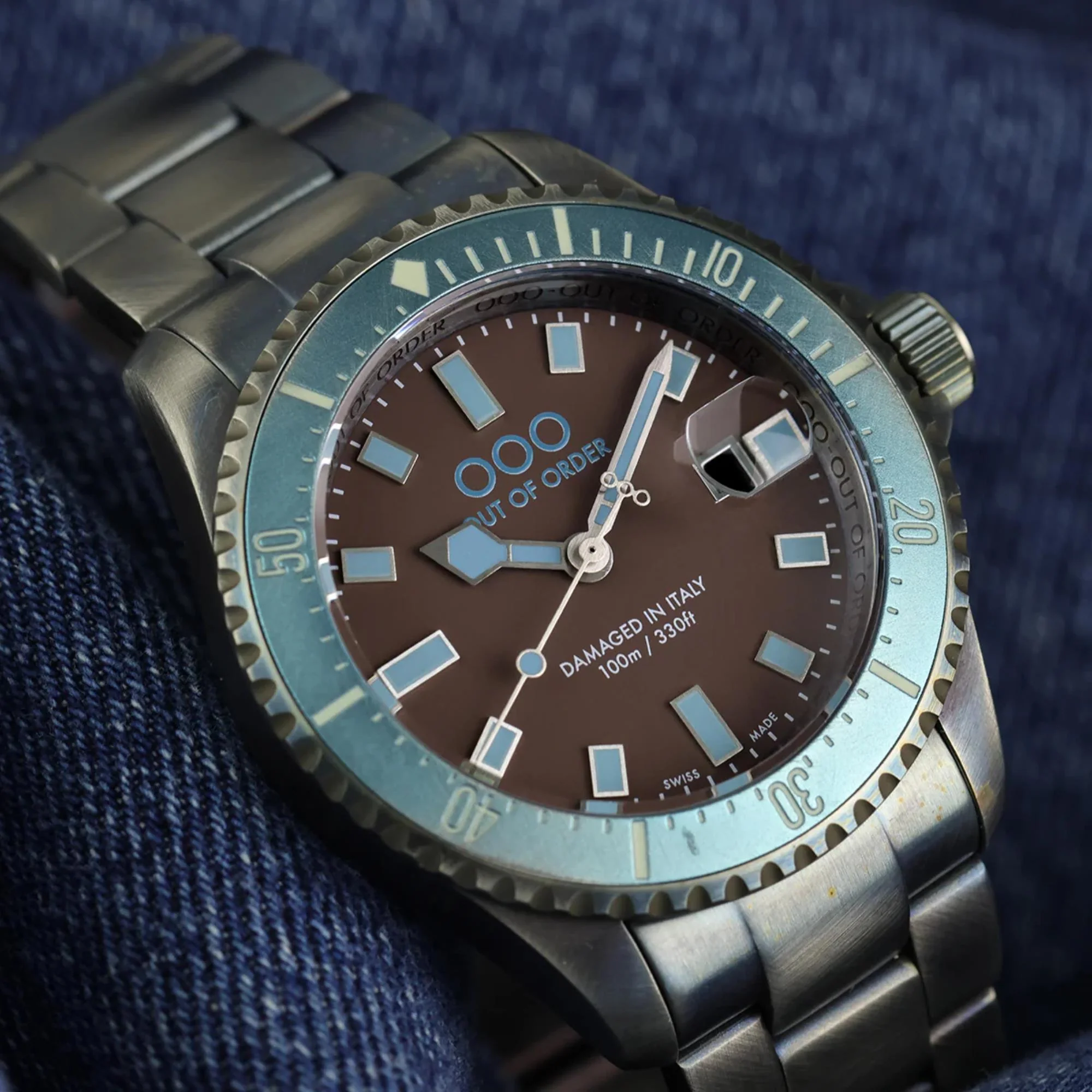 Out of Order Casanova Ultra Distressed Quartz Brown Dial Steel Strap Men's Watch OOO.001-27.TU.MS - Image 5