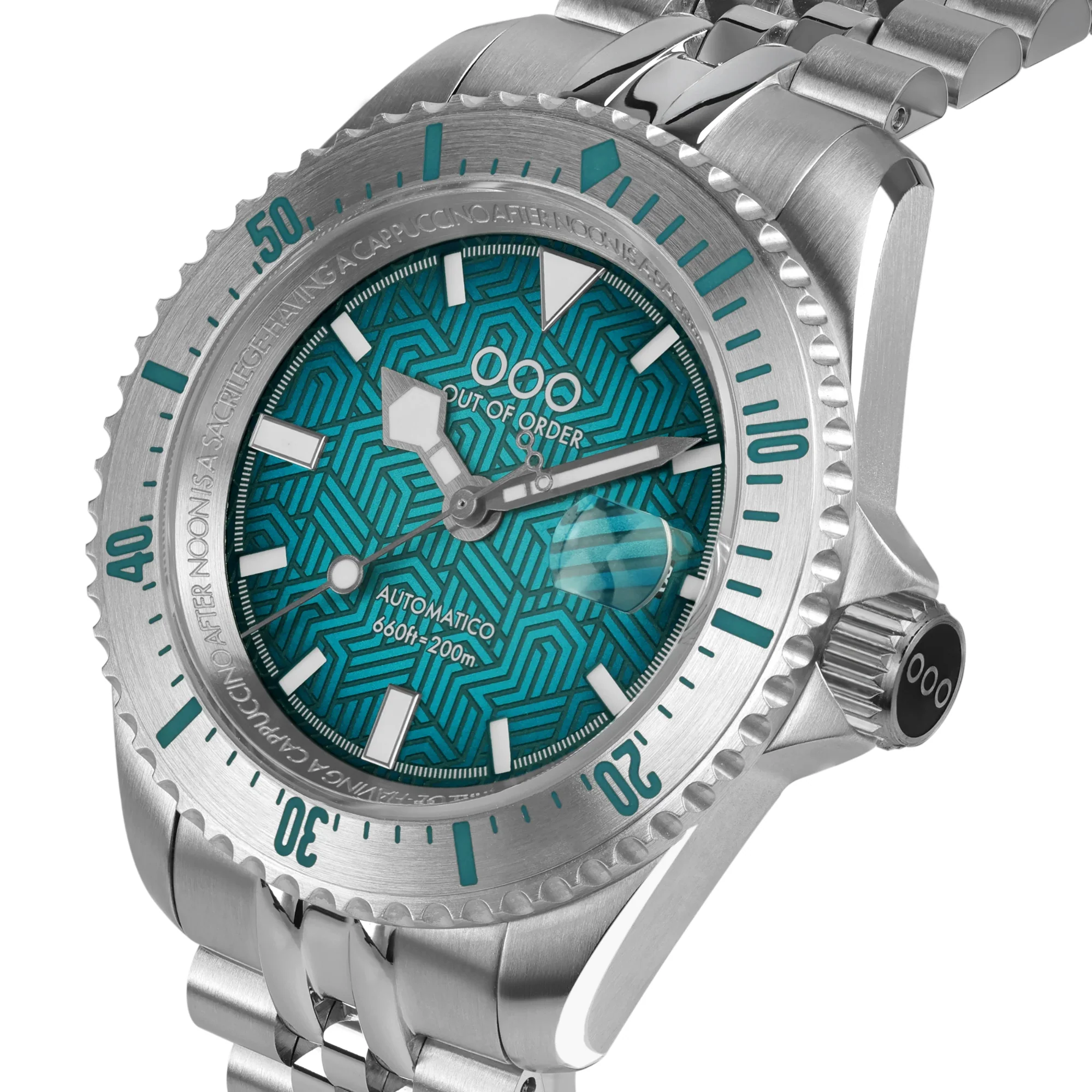 Out of Order Diverissimo Azteco Ottanio Aqua Green Dial Steel Strap Men's Watch OOO.001-32.OT - Image 3