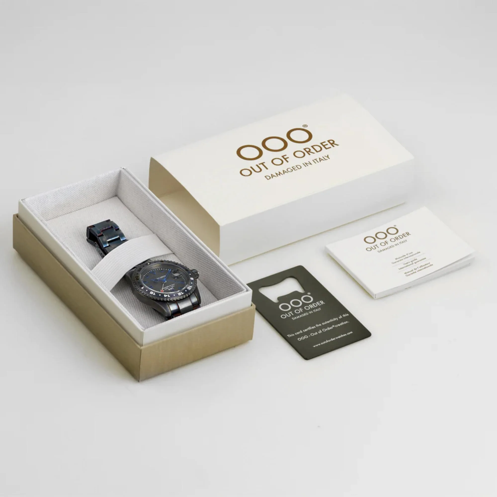 Out of Order GMT Tokyo Shibuya Swiss Made Ultra Distressed Dark Grey Dial Steel Strap Men's Watch OOO.001-19.TS - Image 8