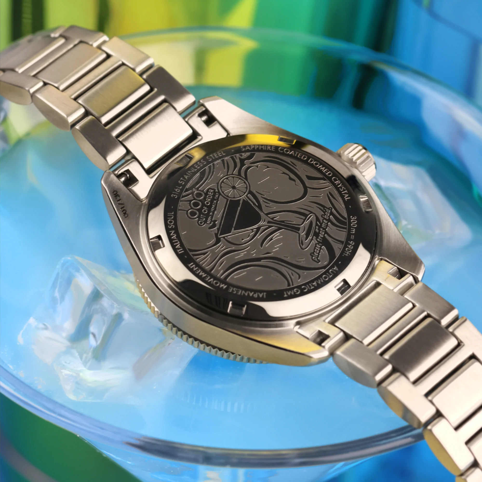 Out of Order Limited Edition Shaker Angelo Azzurro Automatic GMT Steel Strap Men's Watch OOO.001-25.AA.BAND.SS - Image 11