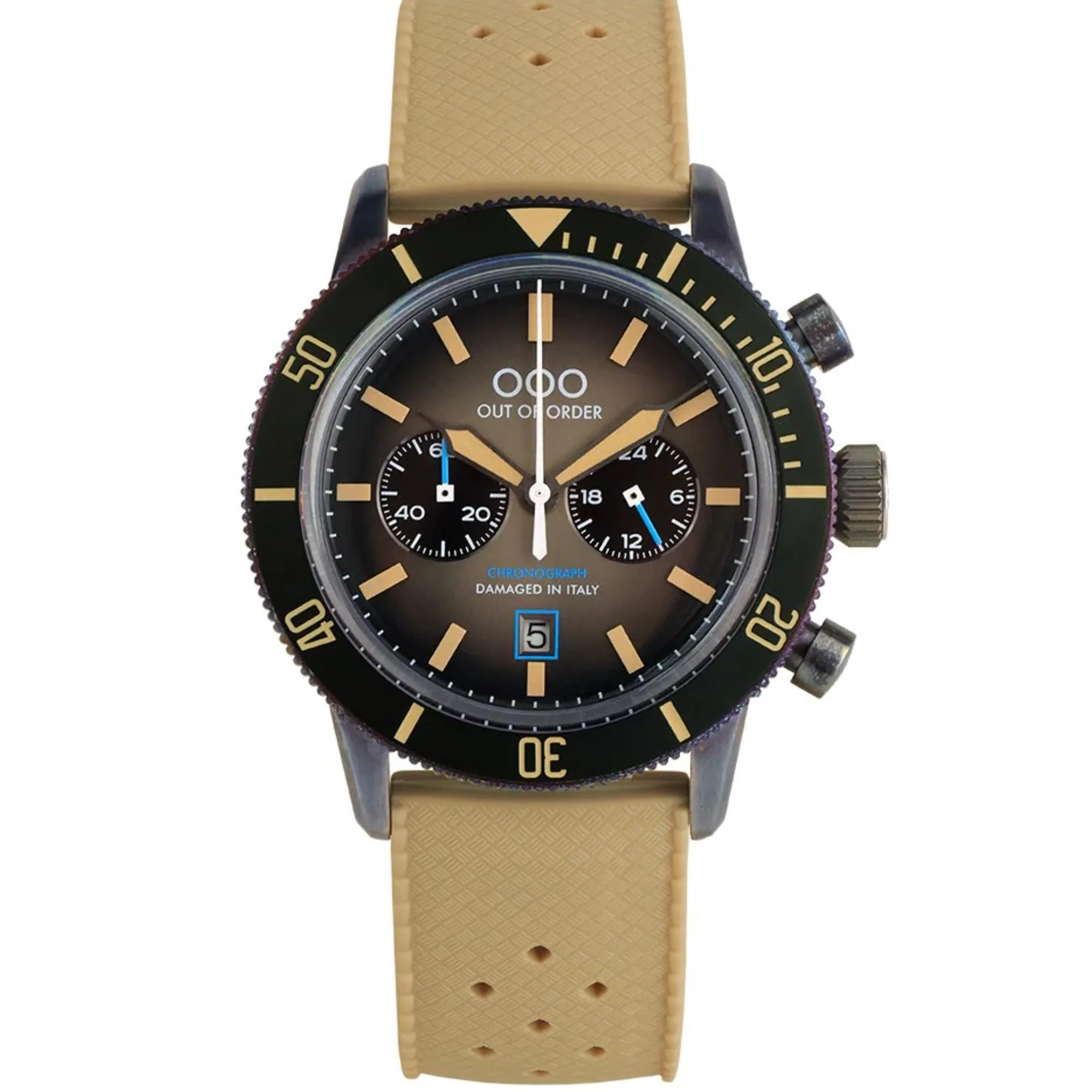 Out of Order Pilot Cronografo Quartz Brown Dial Leather Strap Men's Watch OOO.001-28.GR - Image 9