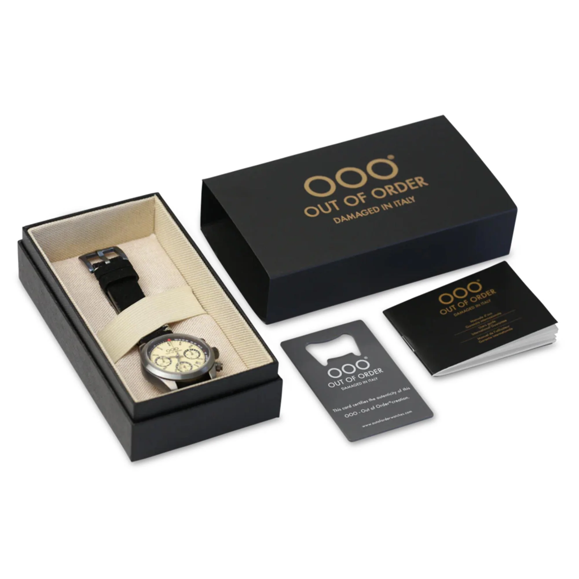 Out of Order Sporty Cronografo Quartz Cream Dial Leather Strap Women's Watch OOO.001-23.CR.NE - Image 6