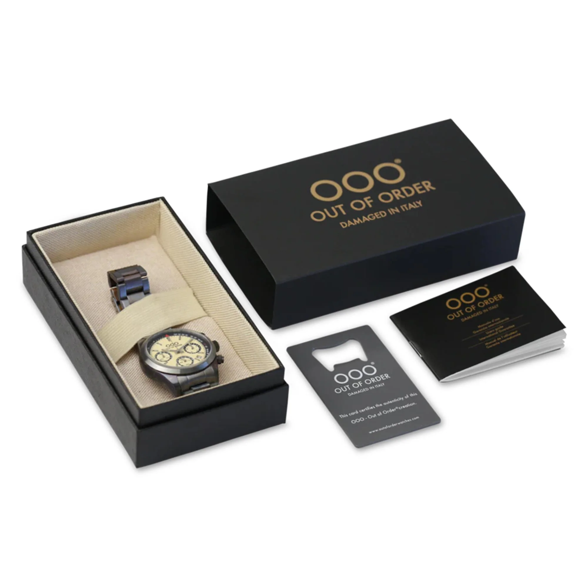 Out of Order Sporty Cronografo Quartz Cream Dial Steel Strap Men's Watch OOO.001-23.CR.AC - Image 6