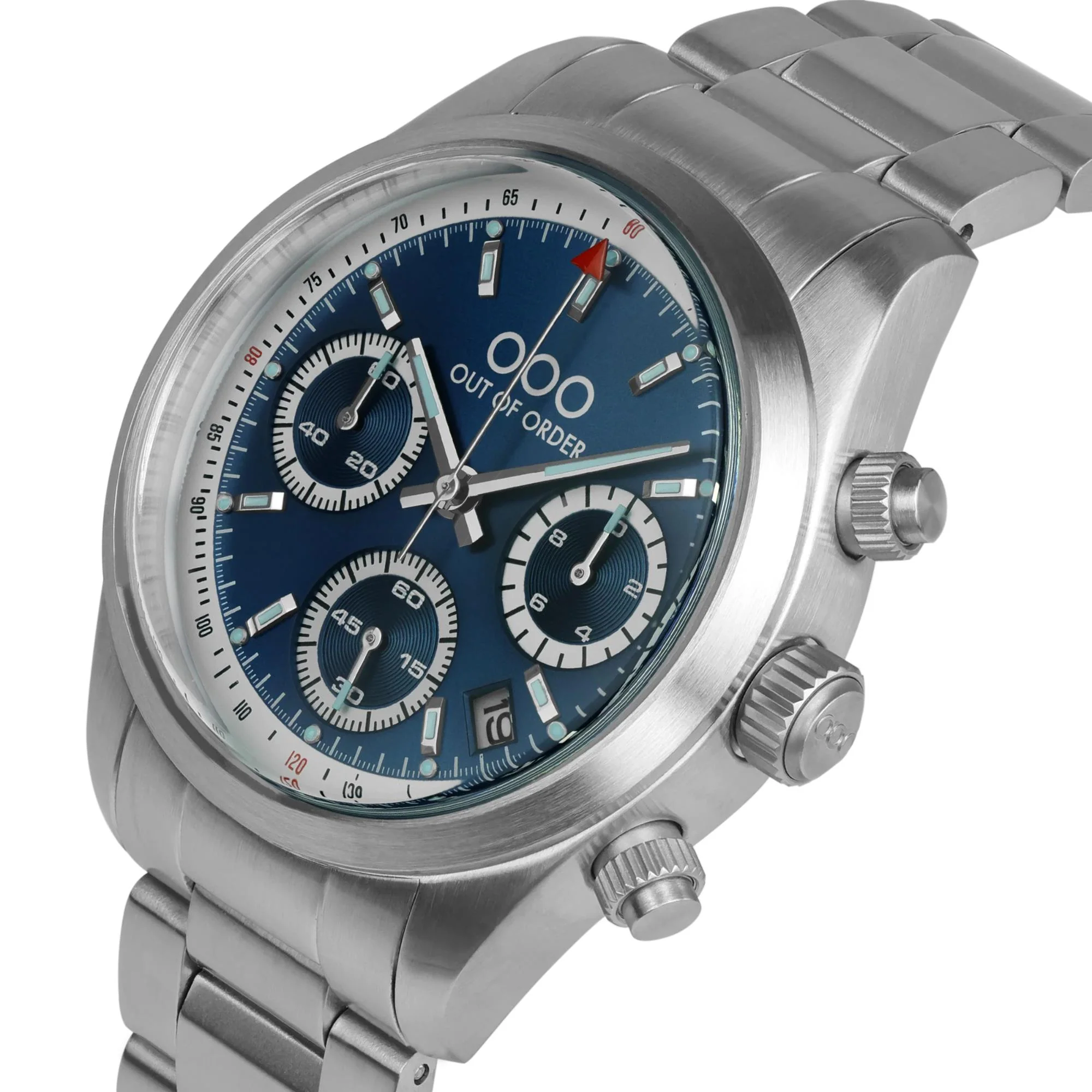 Out of Order Sporty Cronografo Ultra Brush Quartz Blue Dial Steel Strap Unisex Watch OOO.001-23.BL.AC.SS - Image 4