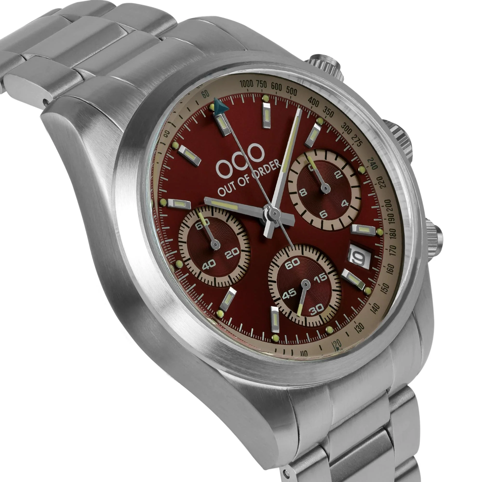 Out of Order Sporty Cronografo Ultra Brush Quartz Red Dial Steel Strap Unisex Watch OOO.001-23.RO.AC.SS - Image 11